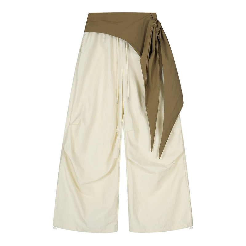 Omirad Draped Sash Wide-Leg Pants | Sculptural Streetwear