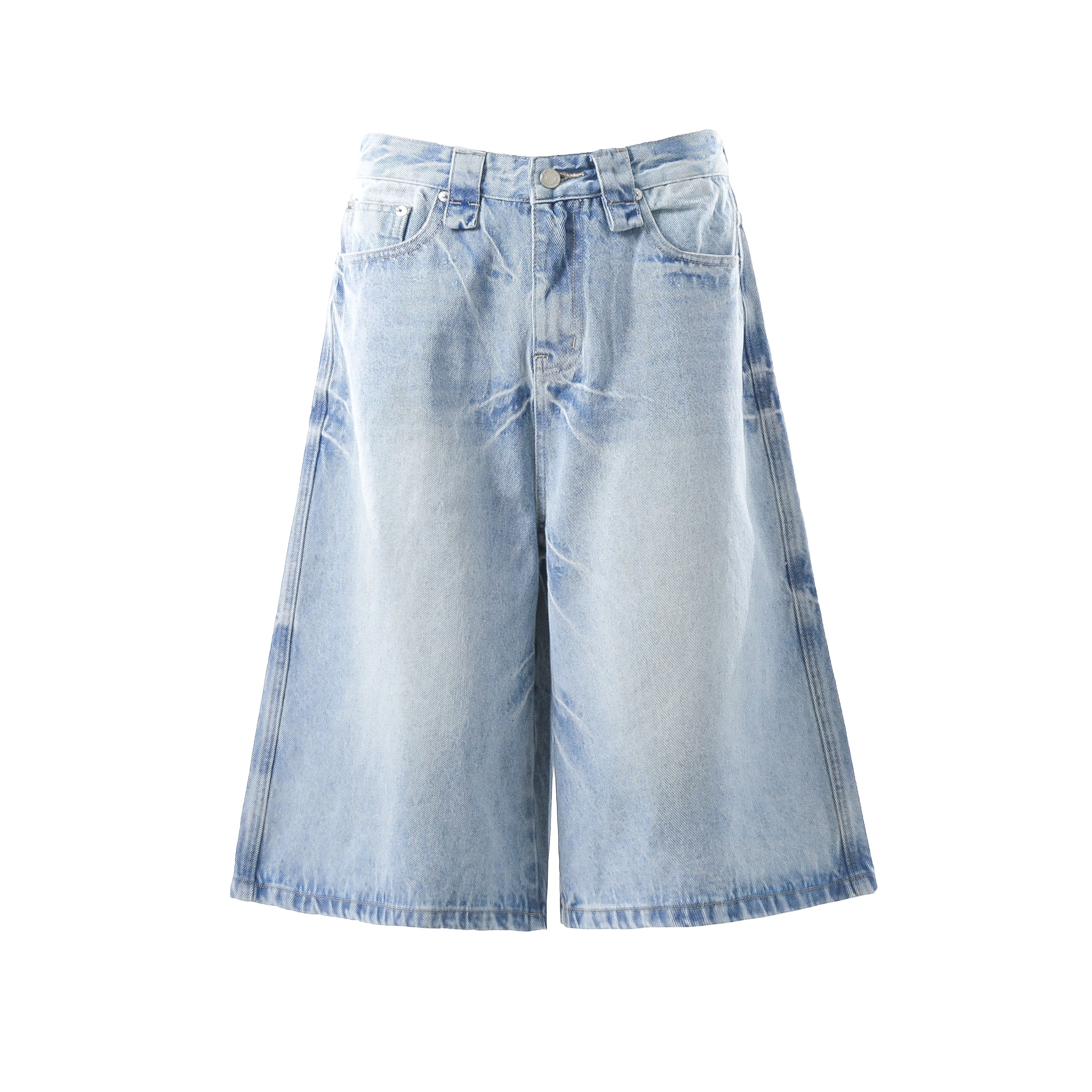 Omirad Vintage Wash Wide-Leg Denim Shorts | A-Line Cut