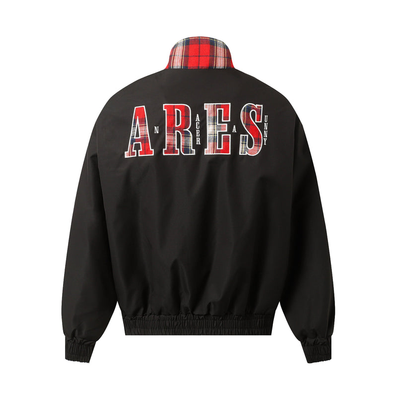 Ares Plaid Panel Bomber Jacket | Streetwear Contrast Design
