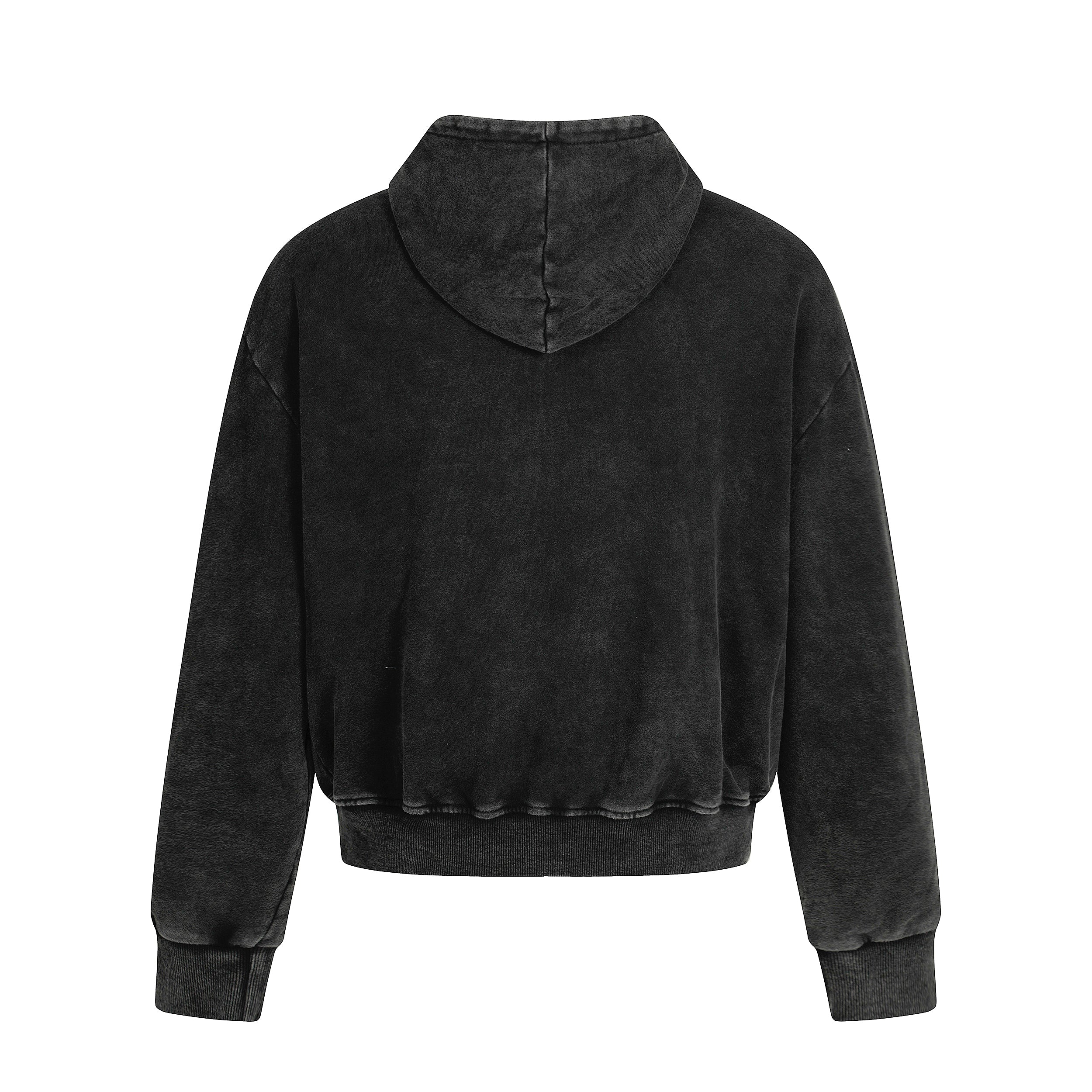 Asymmetric Zip Washed Hoodie Jacket | Streetwear Bomber