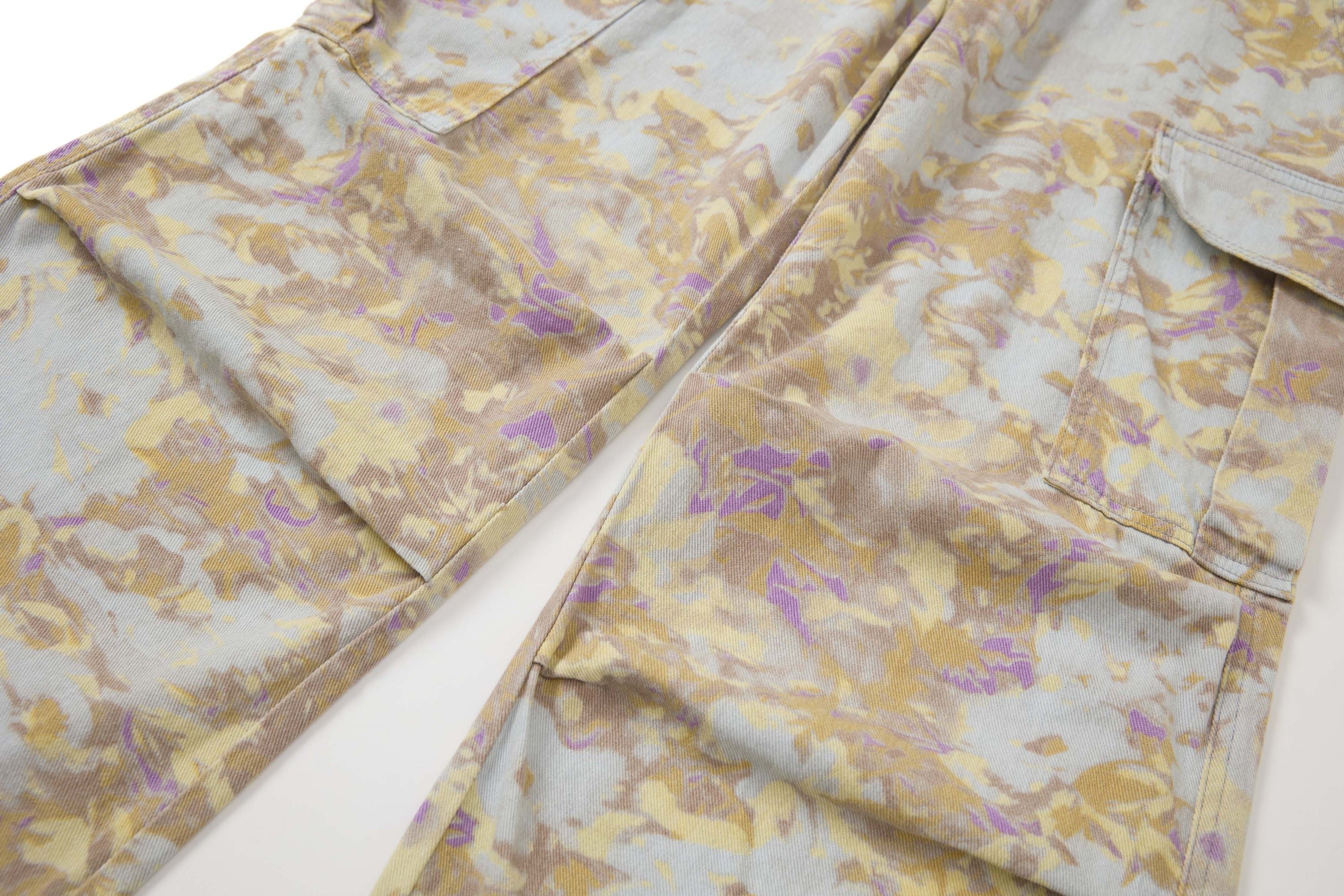 Abstract Camo Wide-Leg Cargo Pants | 100% Cotton