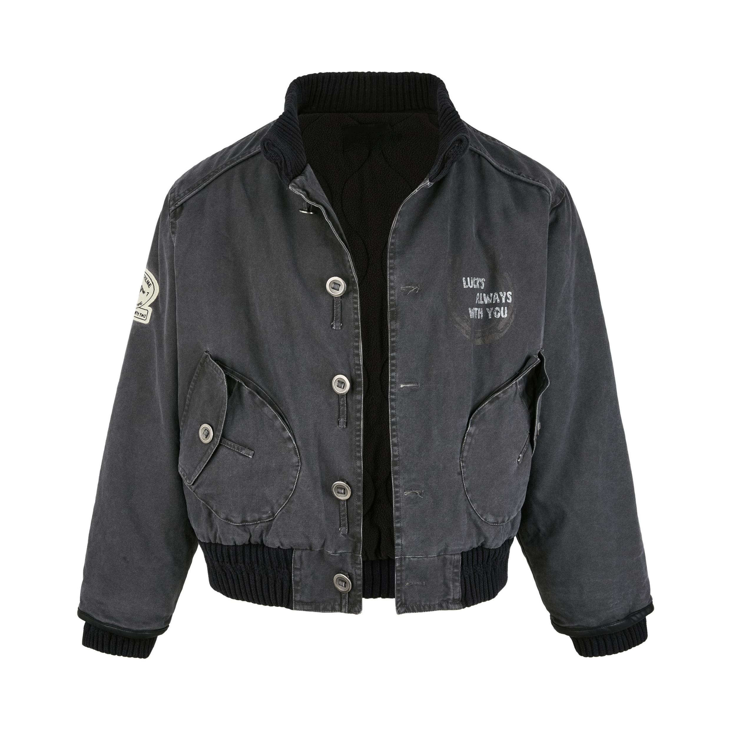 Omirad Vintage Washed Varsity Bomber Jacket | Cropped Fit