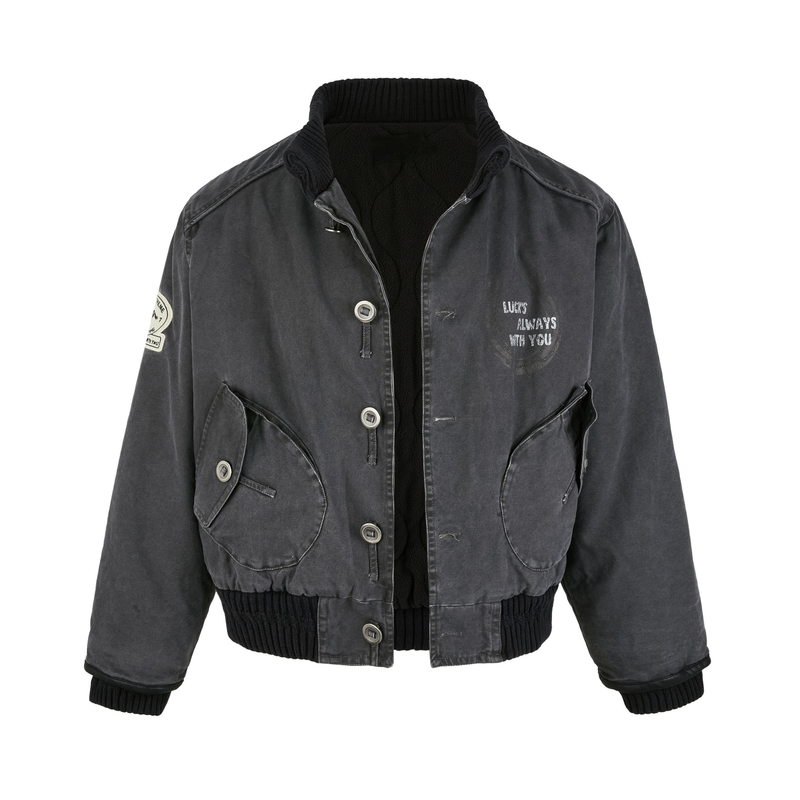 Omirad Vintage Washed Varsity Bomber Jacket | Cropped Fit