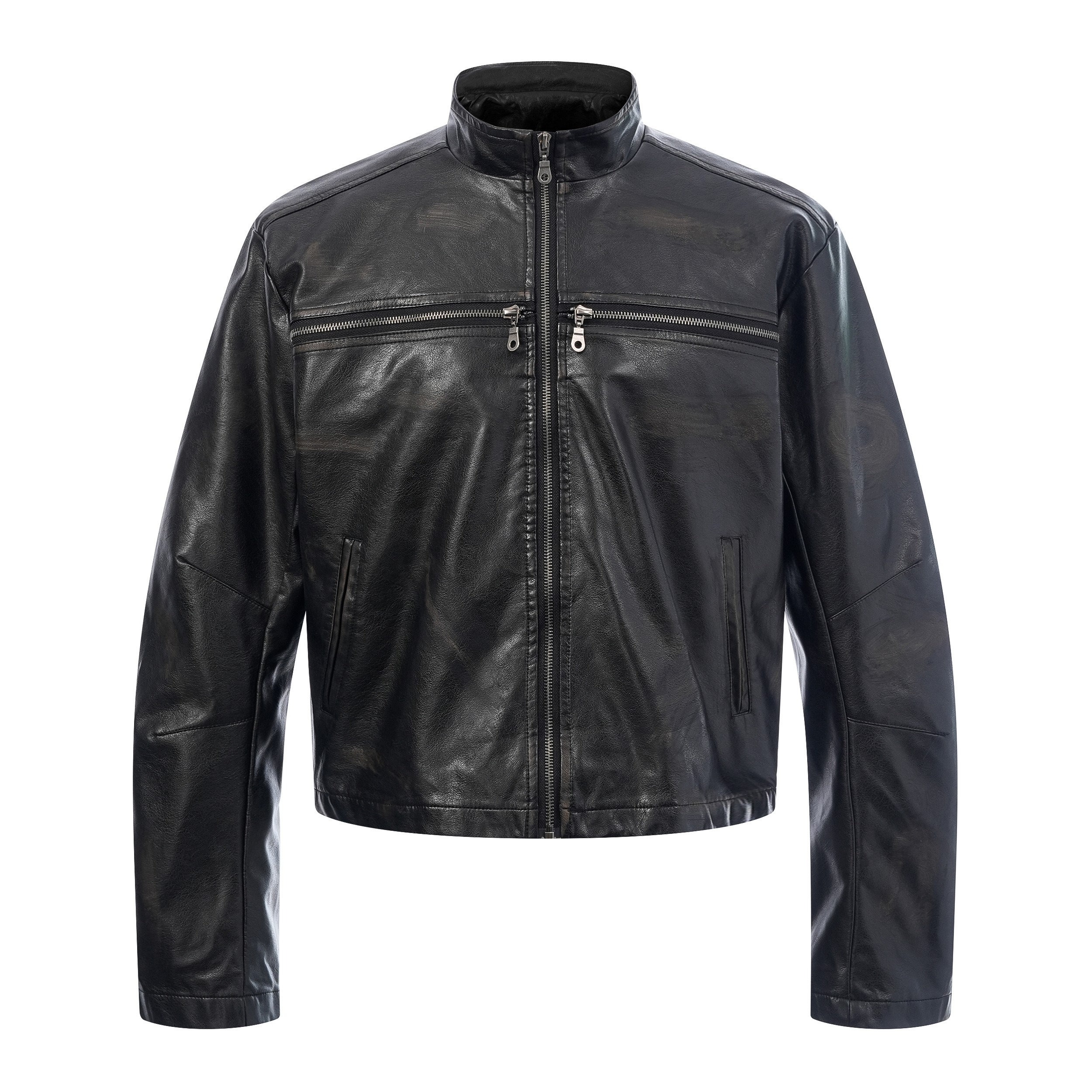 Omirad Men's Faux Leather Biker Jacket | Full-Zip Moto Style
