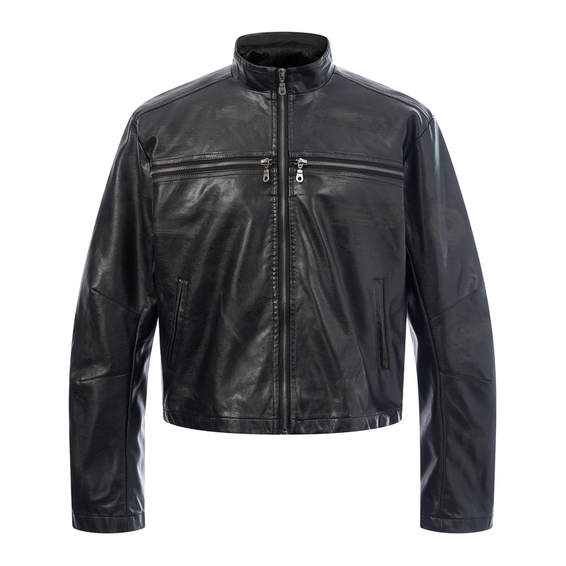 Omirad Men's Faux Leather Biker Jacket | Full-Zip Moto Style