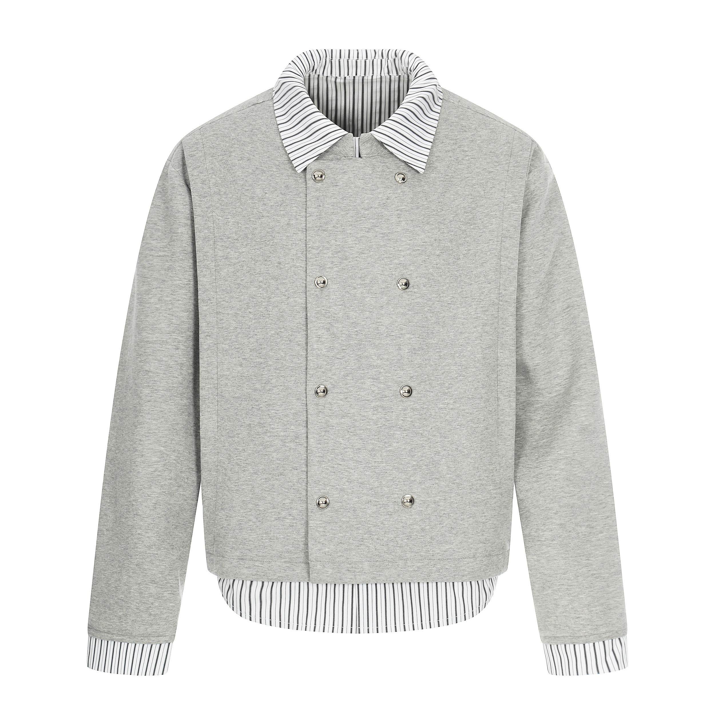 Double-Breasted Layered Stripe Jacket | Cotton Streetwear