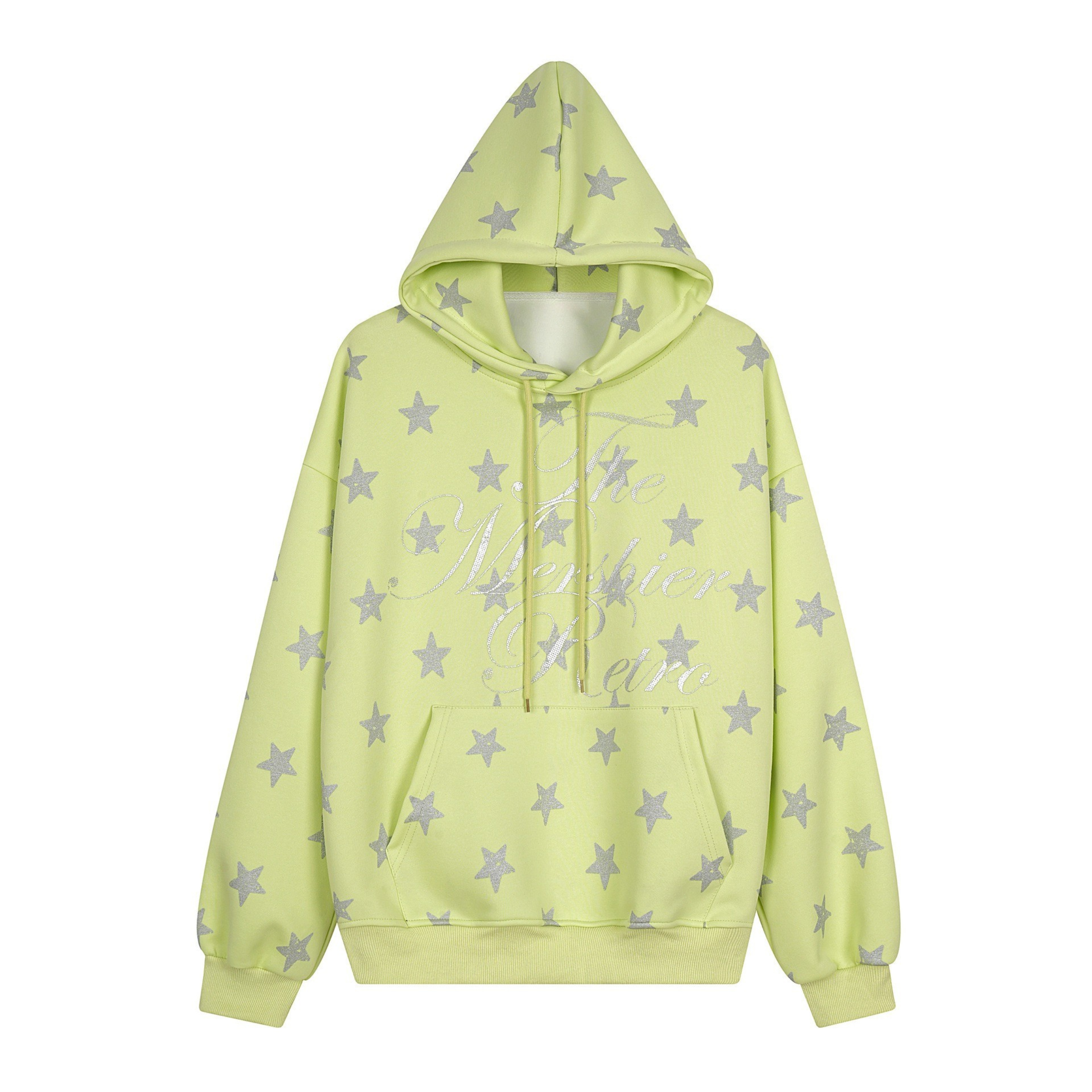 Pink Star Print Hoodie | Glitter Script Streetwear Sweatshirt