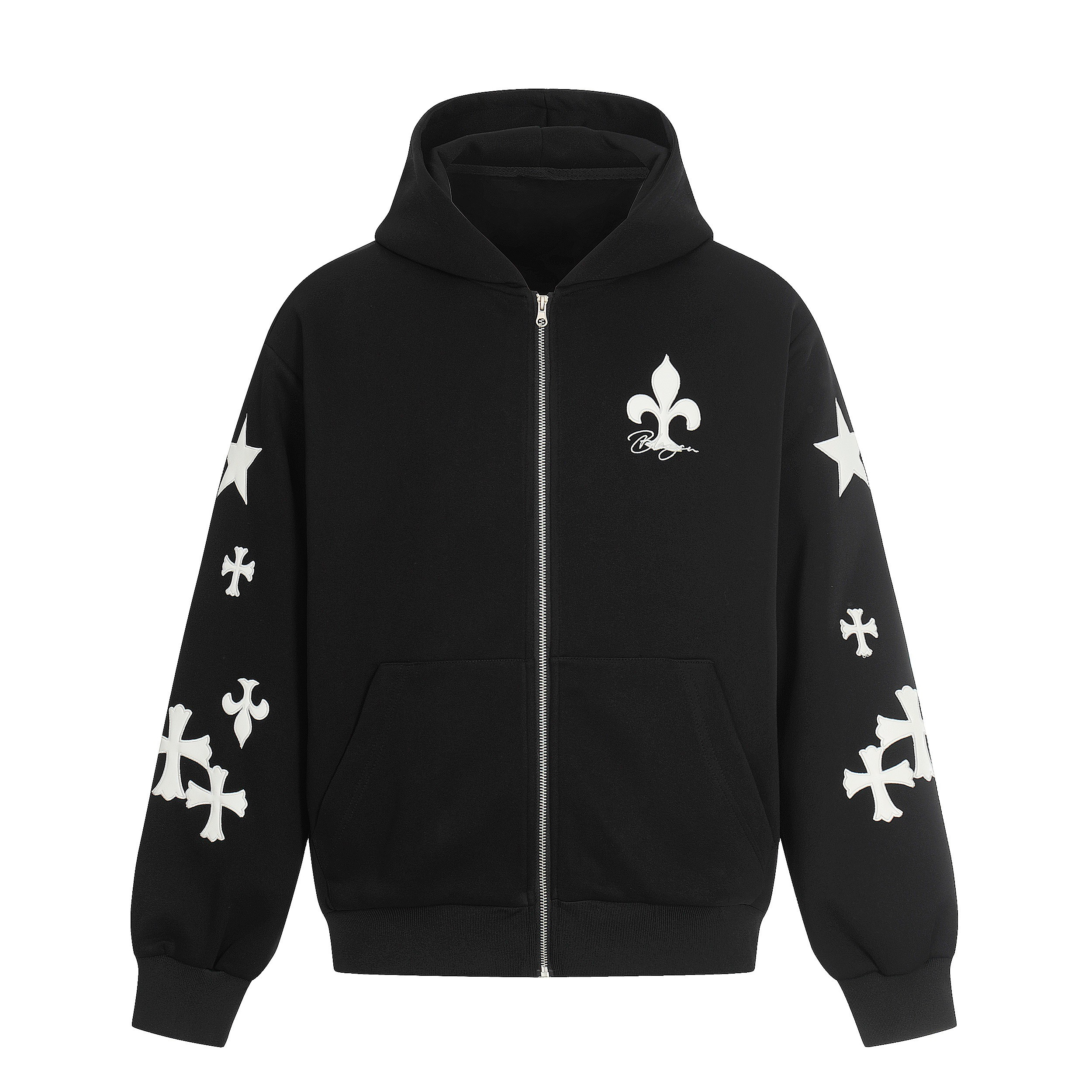 Cross Emblem Zip-Up Hoodie | Streetwear Graphic Hoodie