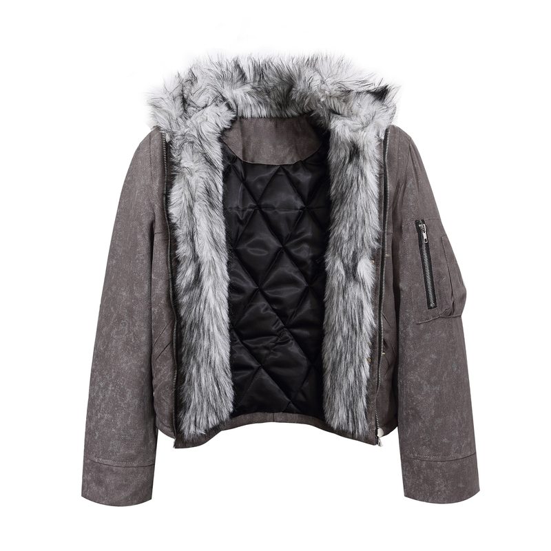 Omirad Vintage Toggle Cotton Jacket | Faux Fur Collar