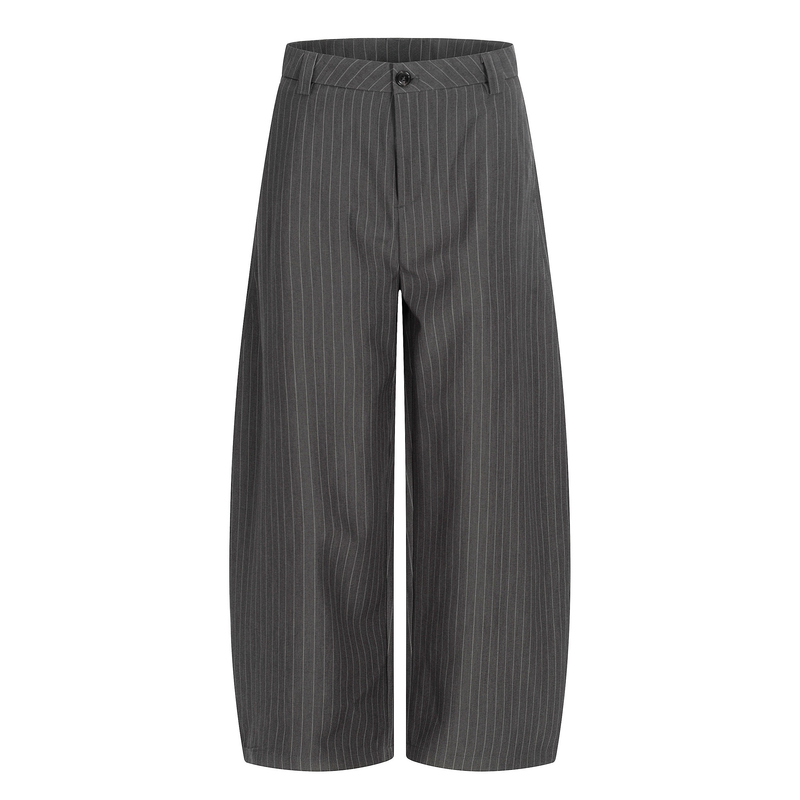 Omirad Pinstripe Wide-Leg Trousers | Grey Tailored Pants