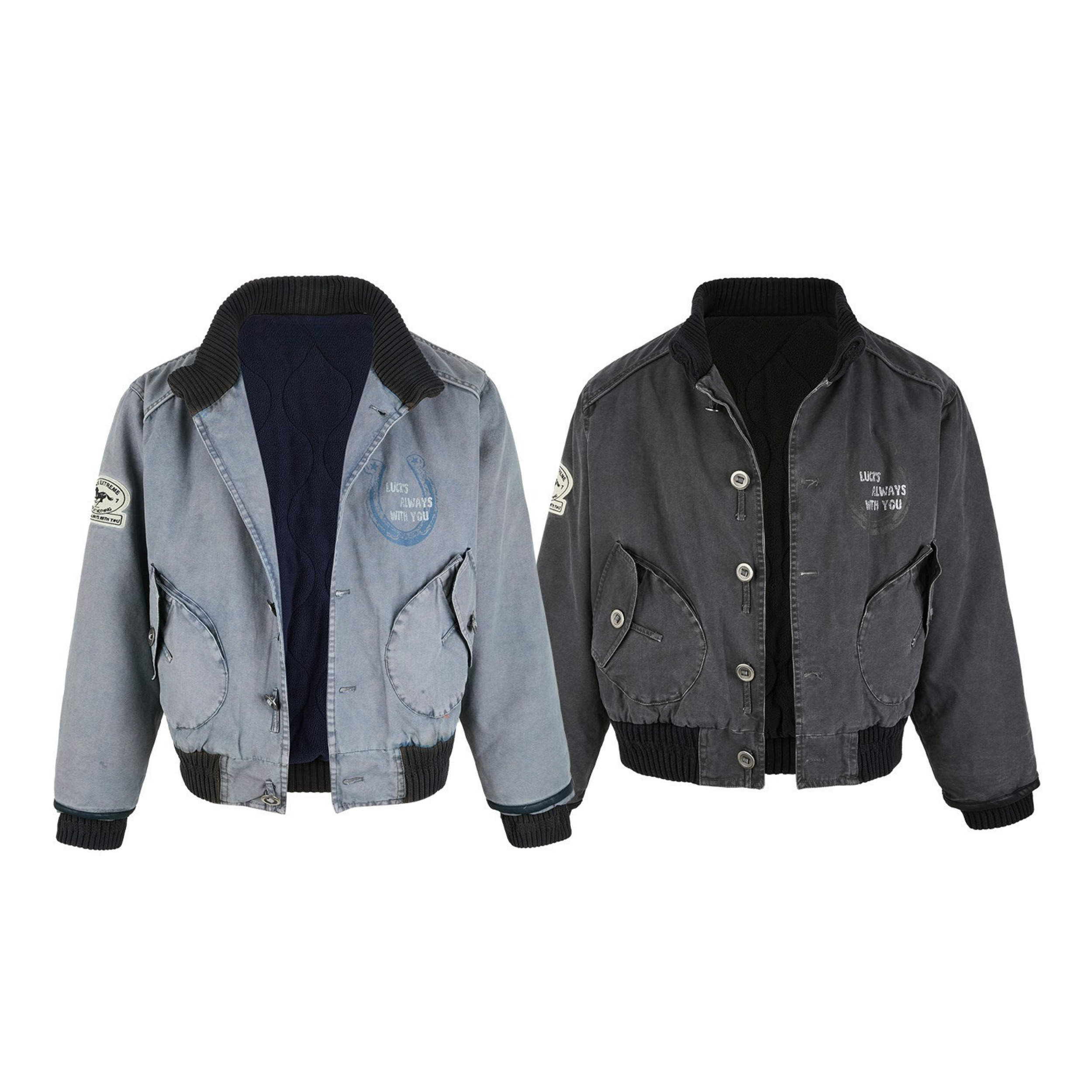 Omirad Vintage Washed Varsity Bomber Jacket | Cropped Fit
