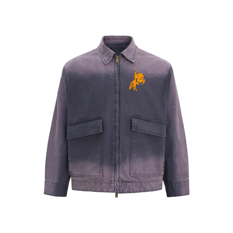 Omirad Vintage Washed Zip Jacket | Embroidered Workwear