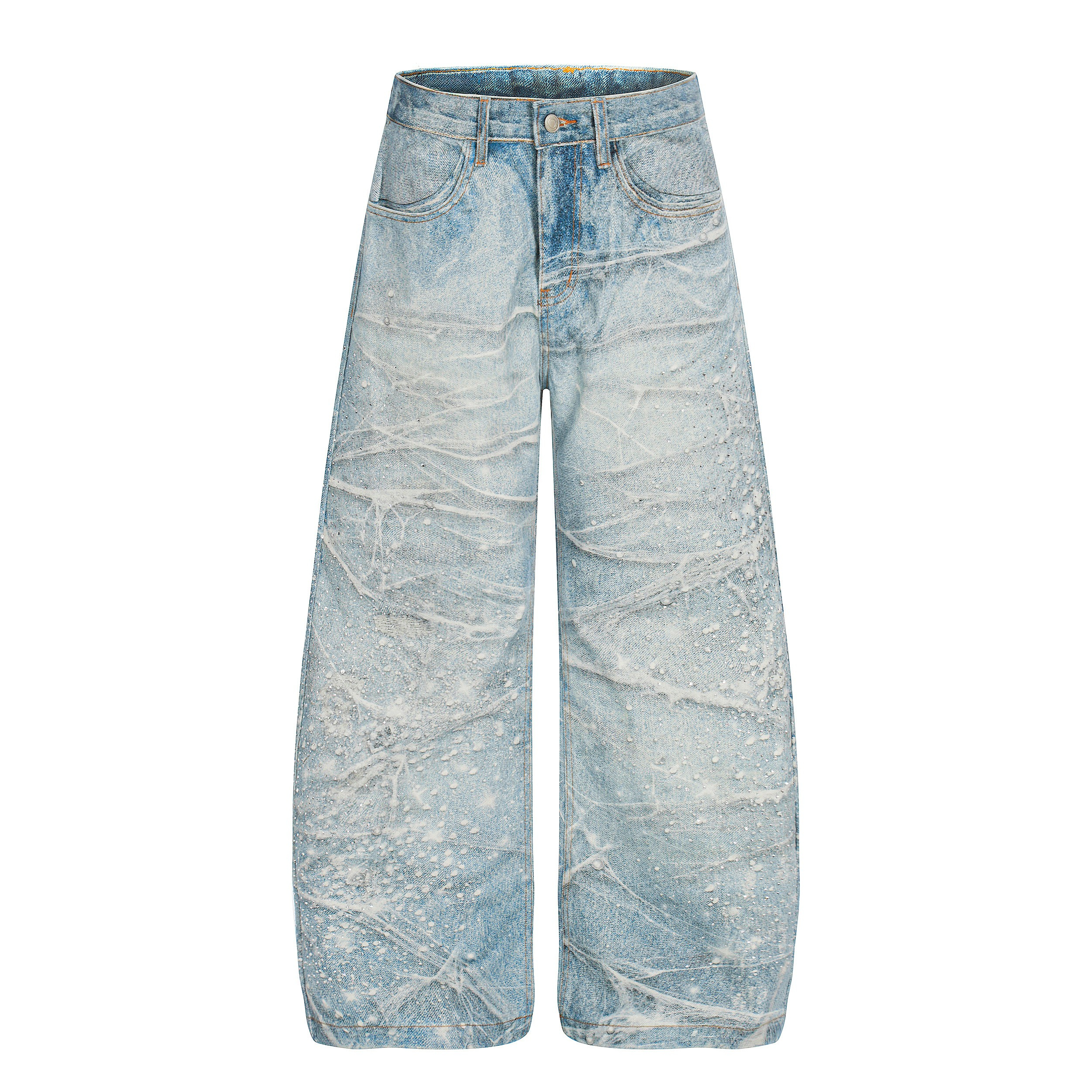 Omirad Ice Web Wide-Leg Jeans | Frosted Spiderweb Denim