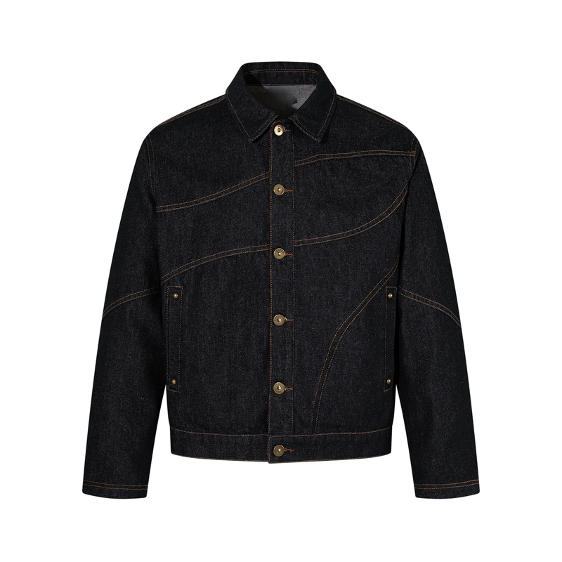 Omirad Curved Seam Denim Jacket | Dark Indigo Cotton