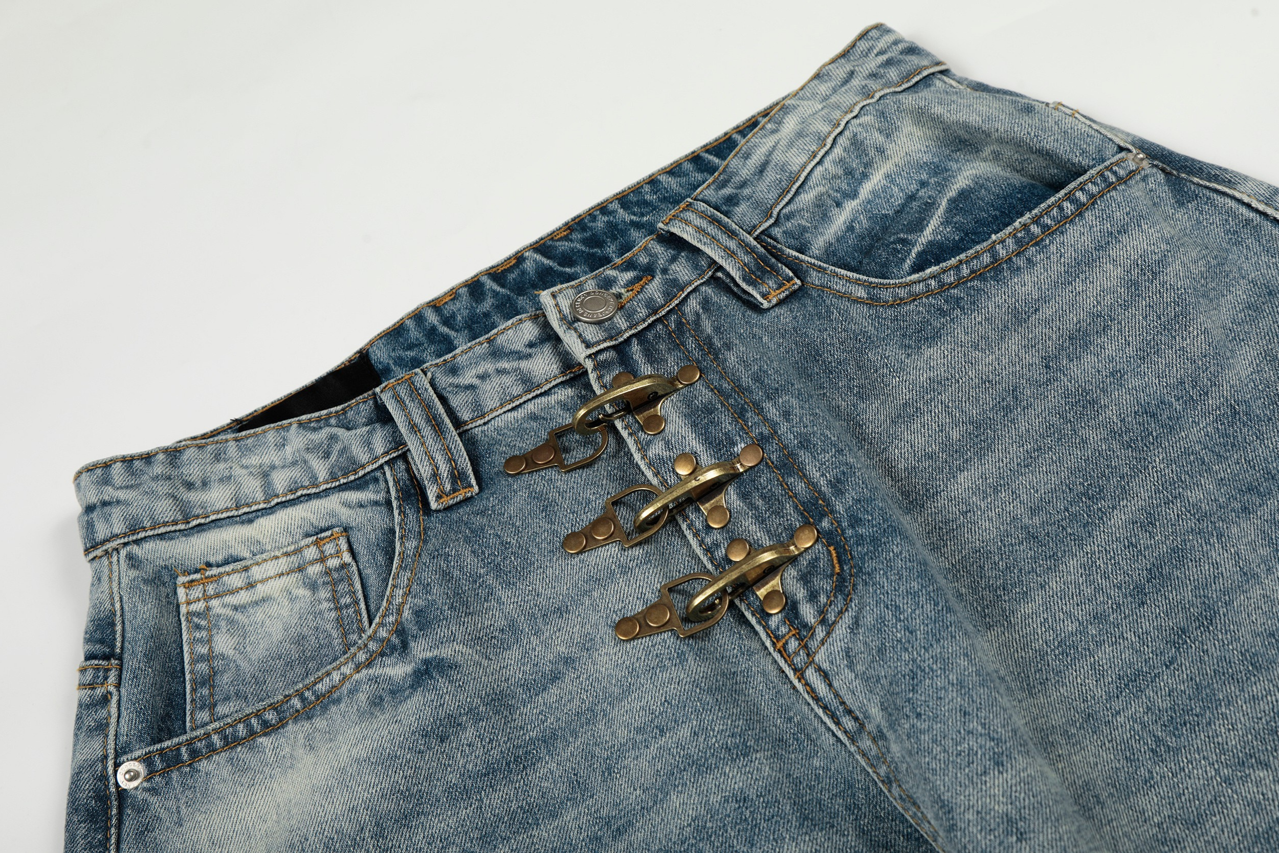 Omirad Vintage Hook Wide-Leg Denim Pants | Streetwear Jeans