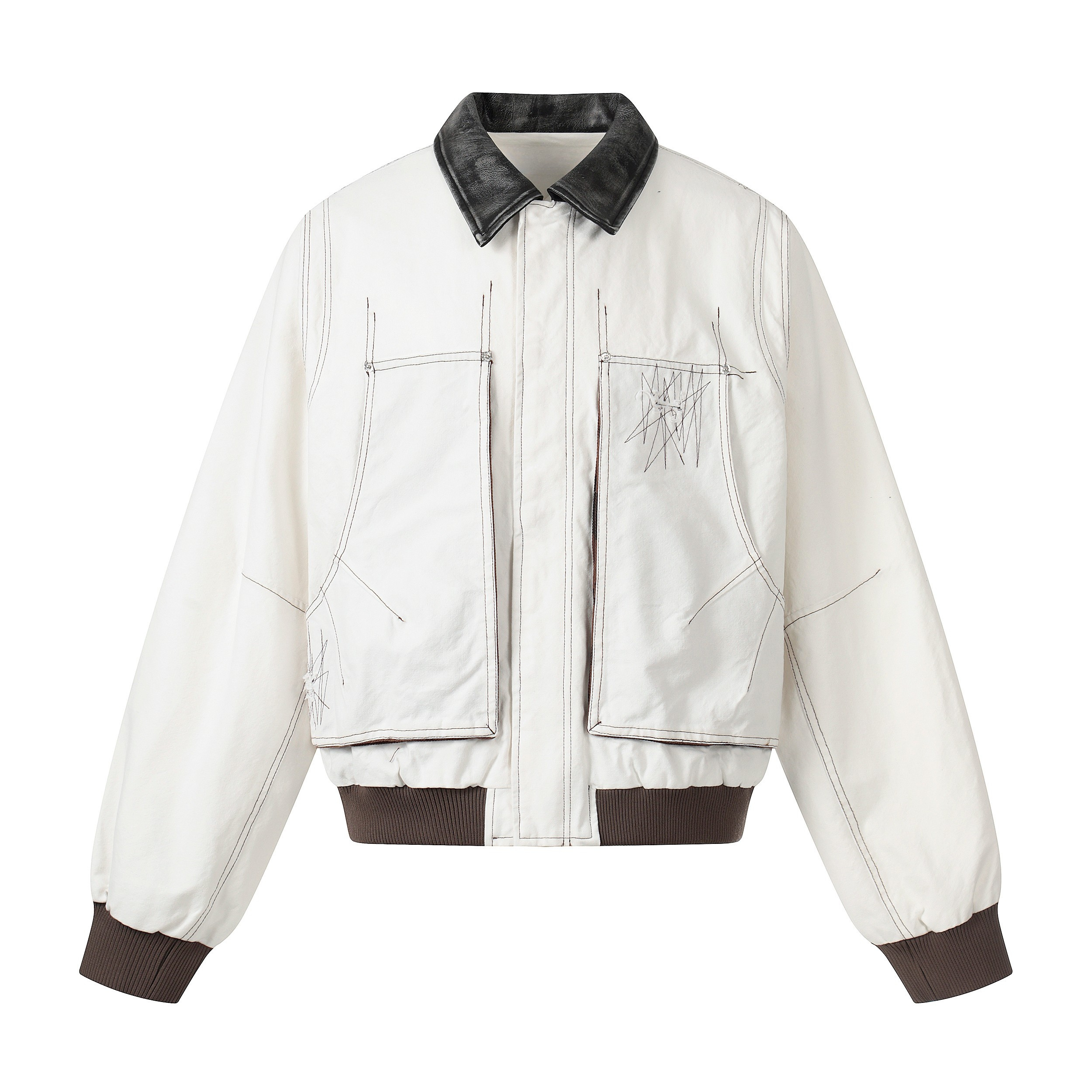 Omirad Sketch Detail Bomber Jacket | Contrast Collar Cotton