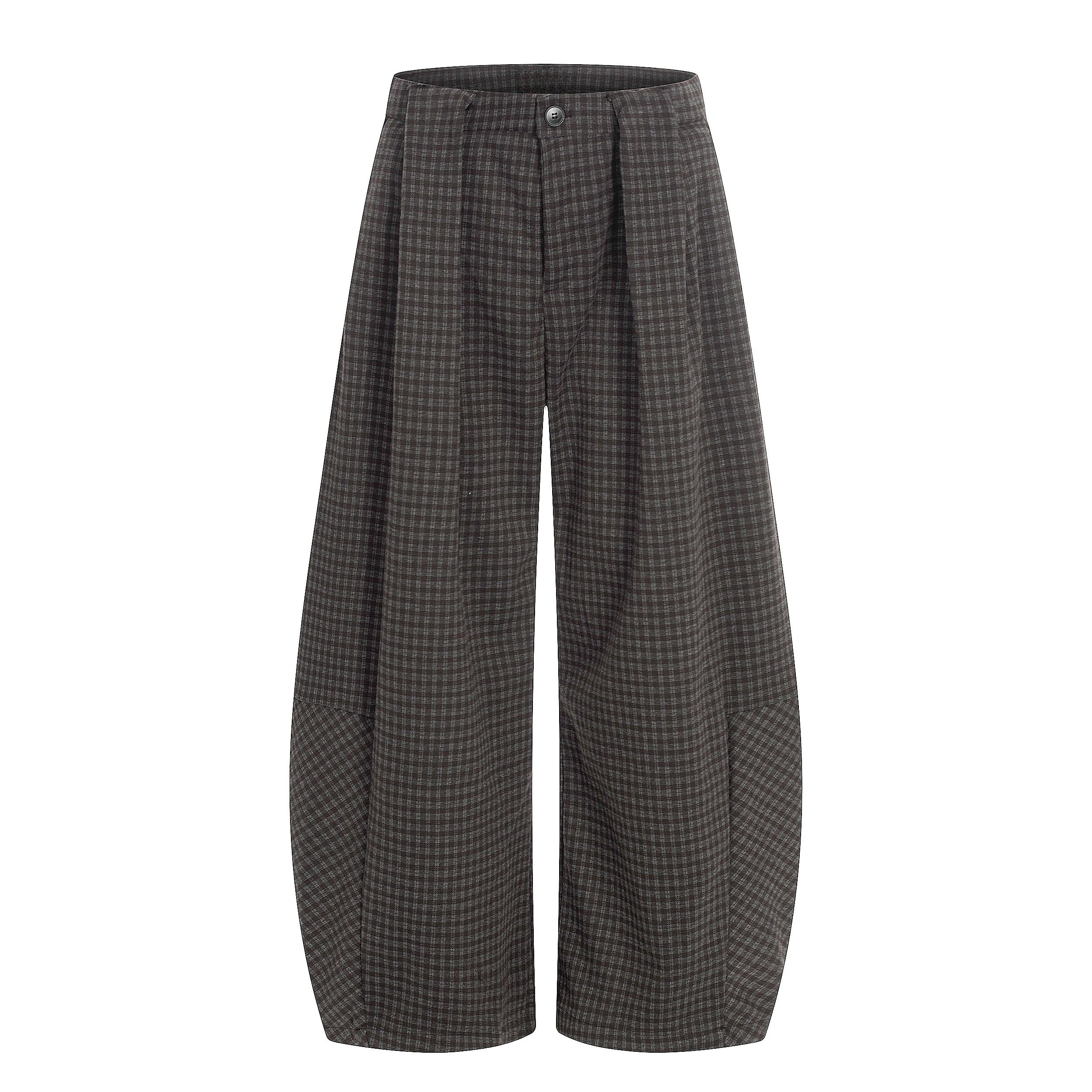 Wide-Leg Plaid Trousers | Pleated Front Tailored Pants