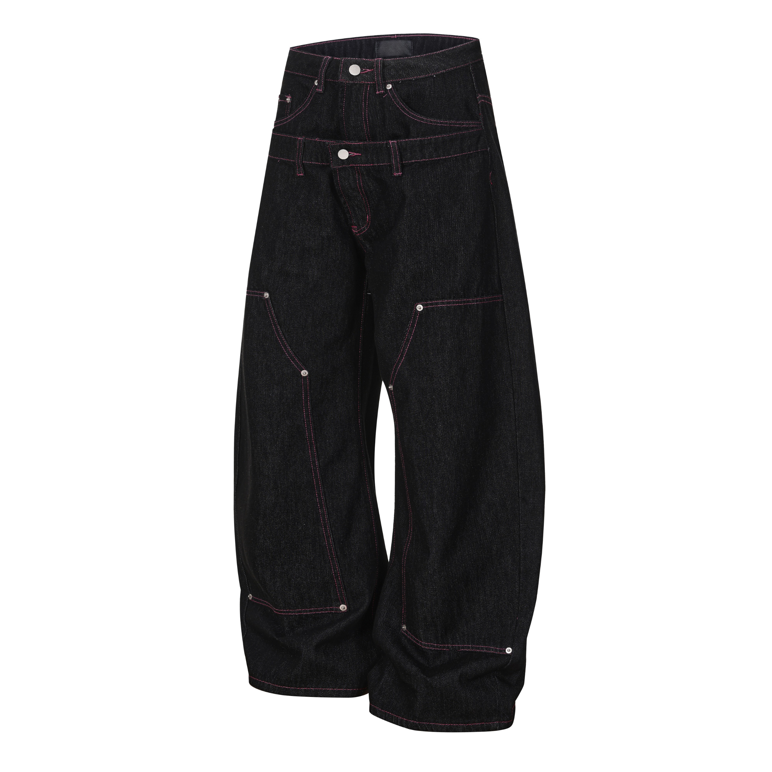 RHNDE Double Waist Star Embroidery Wide-Leg Denim Pants