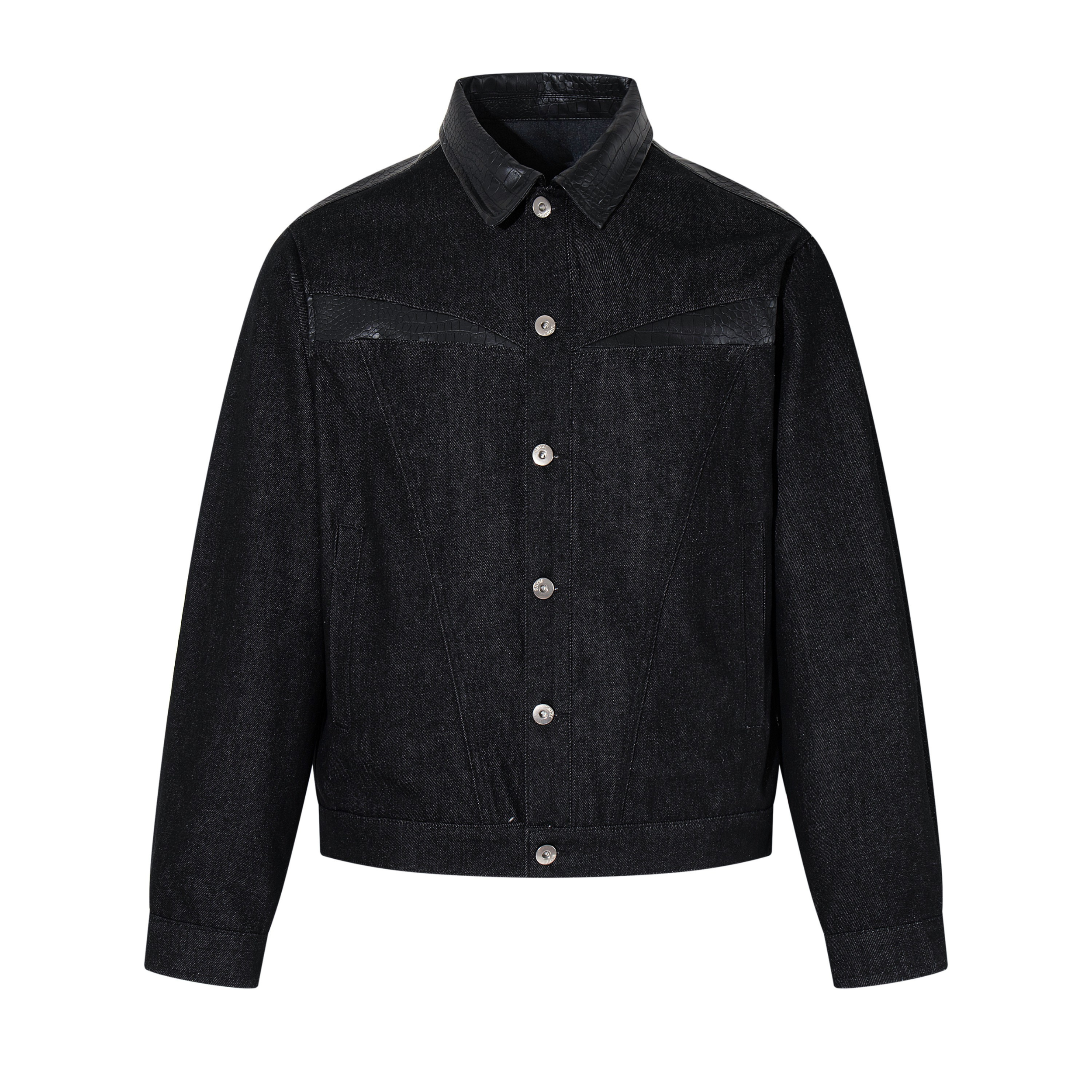Omirad Black Denim Panel Jacket | Structured Cropped Fit