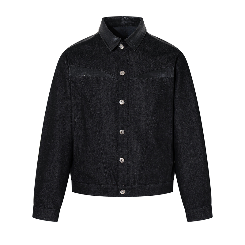 Omirad Black Denim Panel Jacket | Structured Cropped Fit