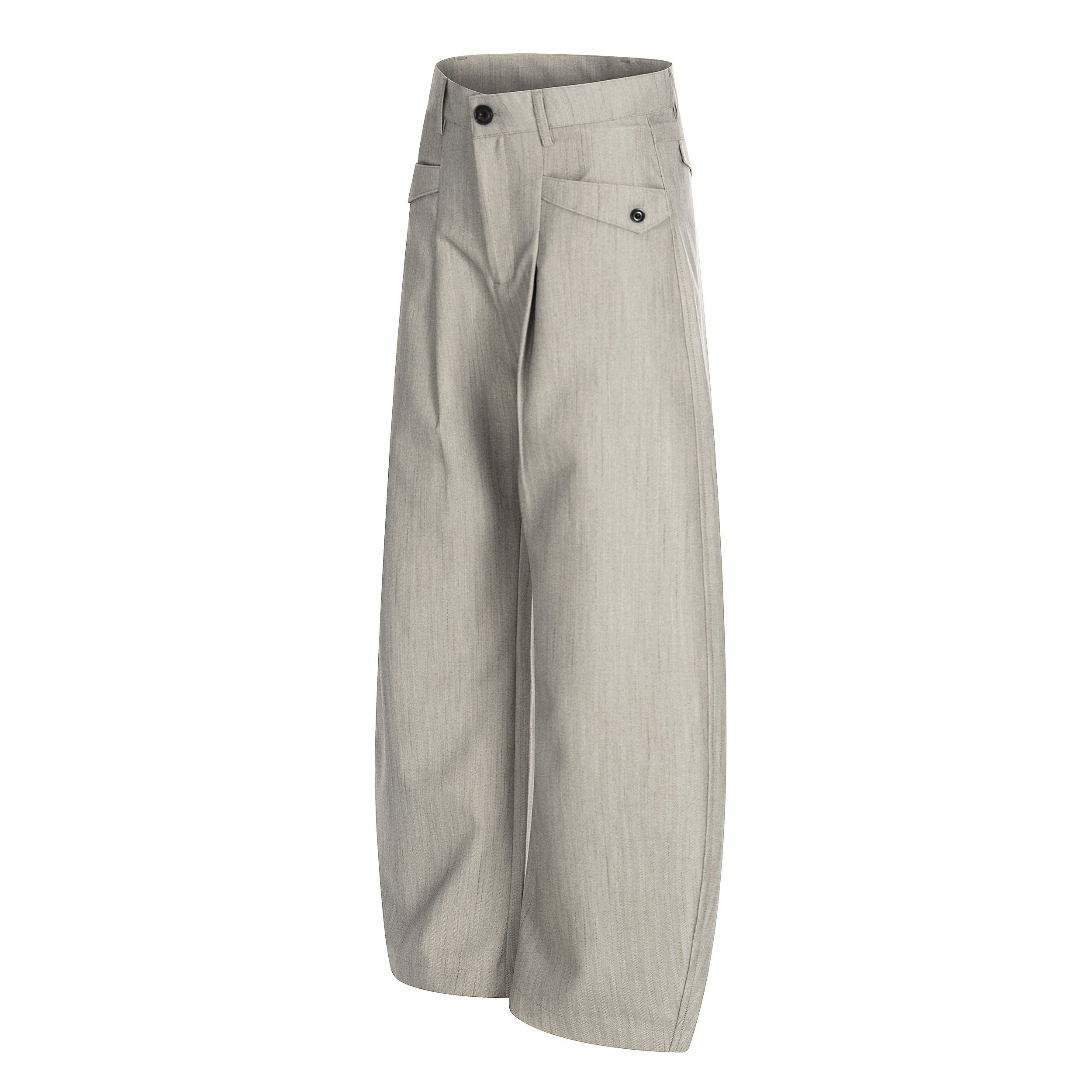 Omirad Wide-Leg Tailored Trousers | Light Grey Barrel Pants