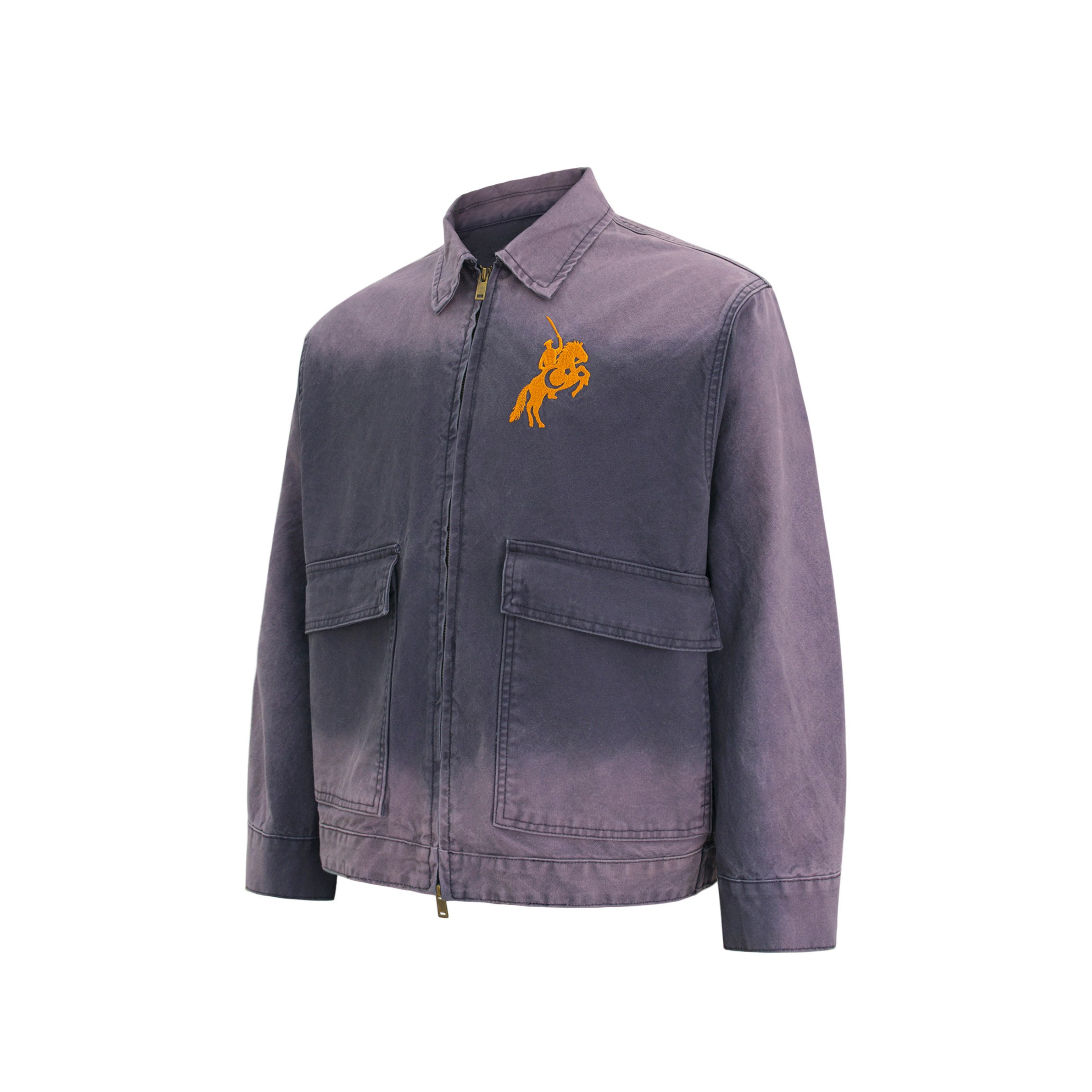Omirad Vintage Washed Zip Jacket | Embroidered Workwear