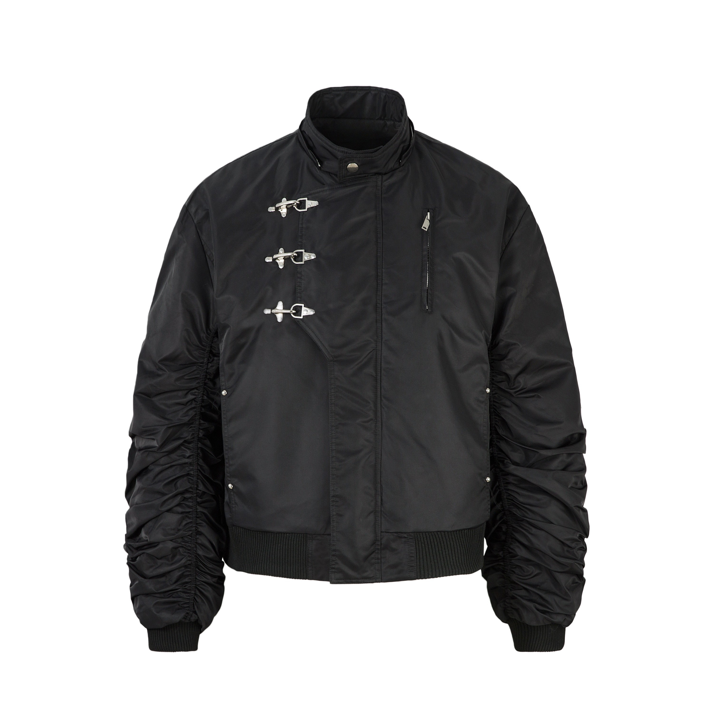 Omirad Toggle-Lock Faux Fur Hood Bomber Jacket | Black