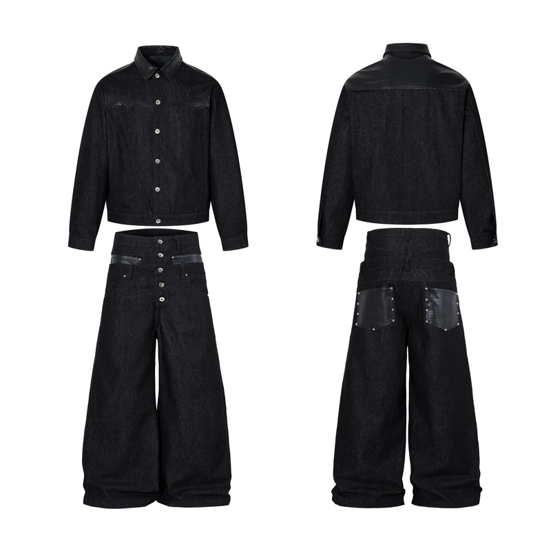 Omirad Black Denim Panel Jacket | Structured Cropped Fit
