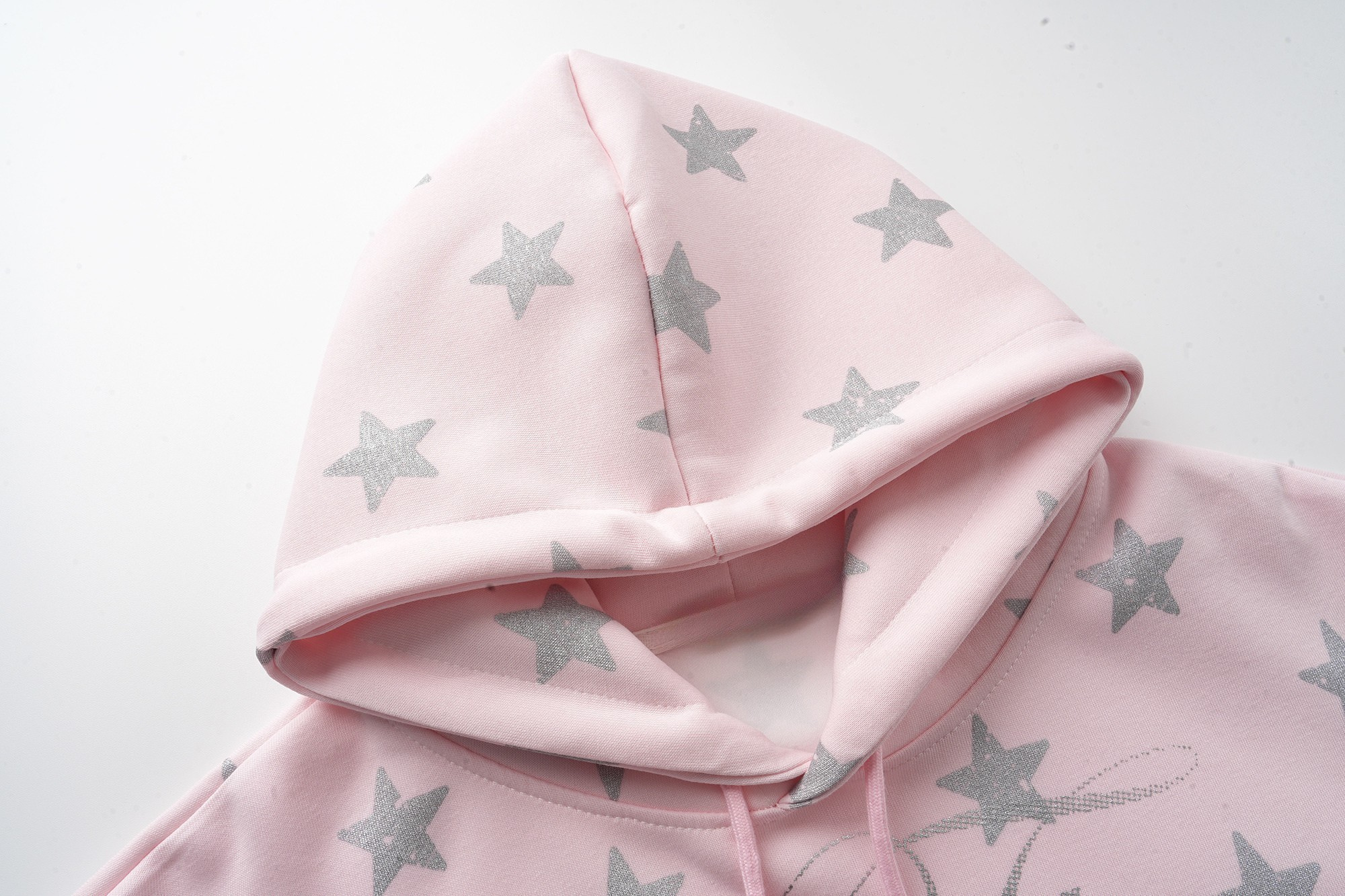 Pink Star Print Hoodie | Glitter Script Streetwear Sweatshirt