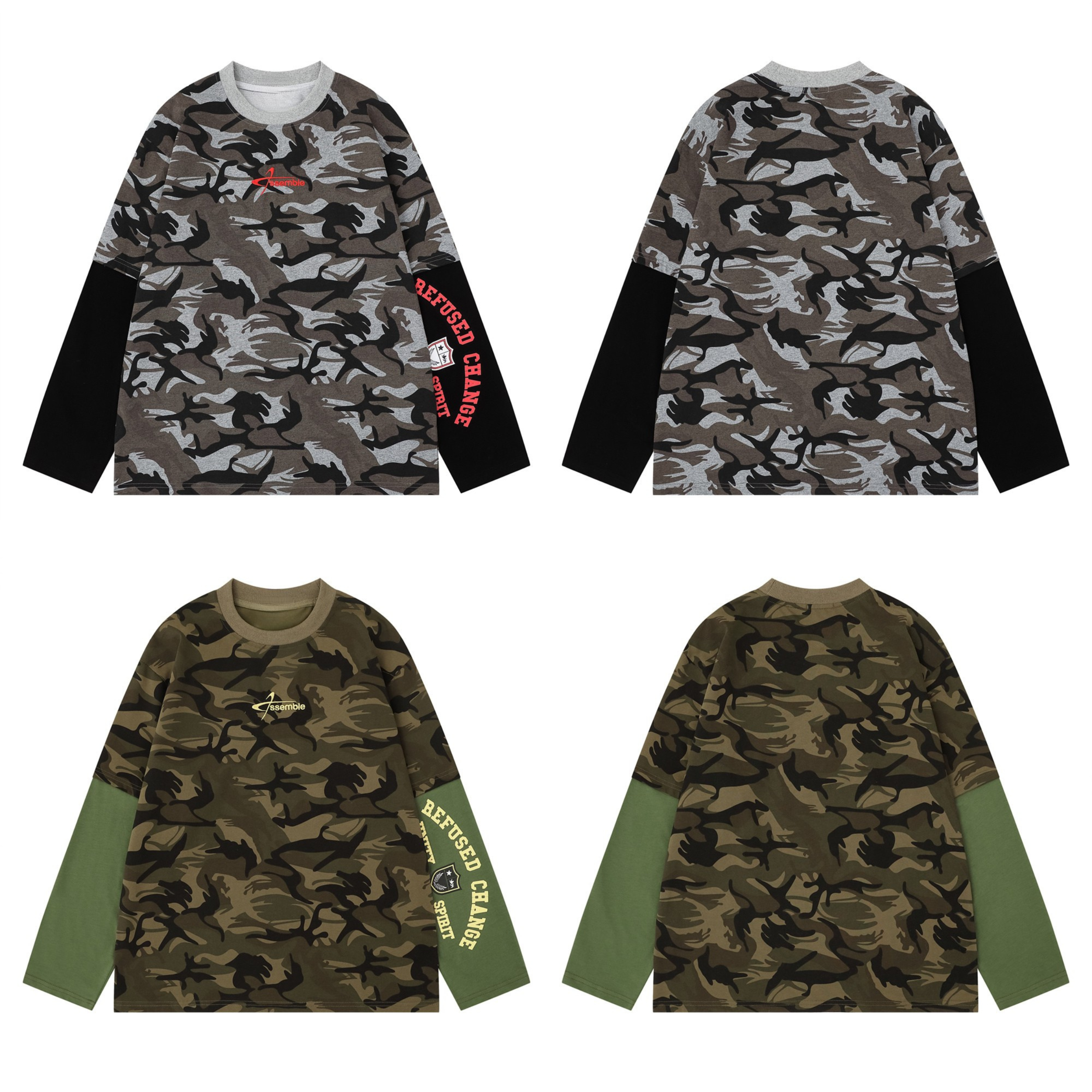 Assemble Layered Camo Long Sleeve Tee | Street Style