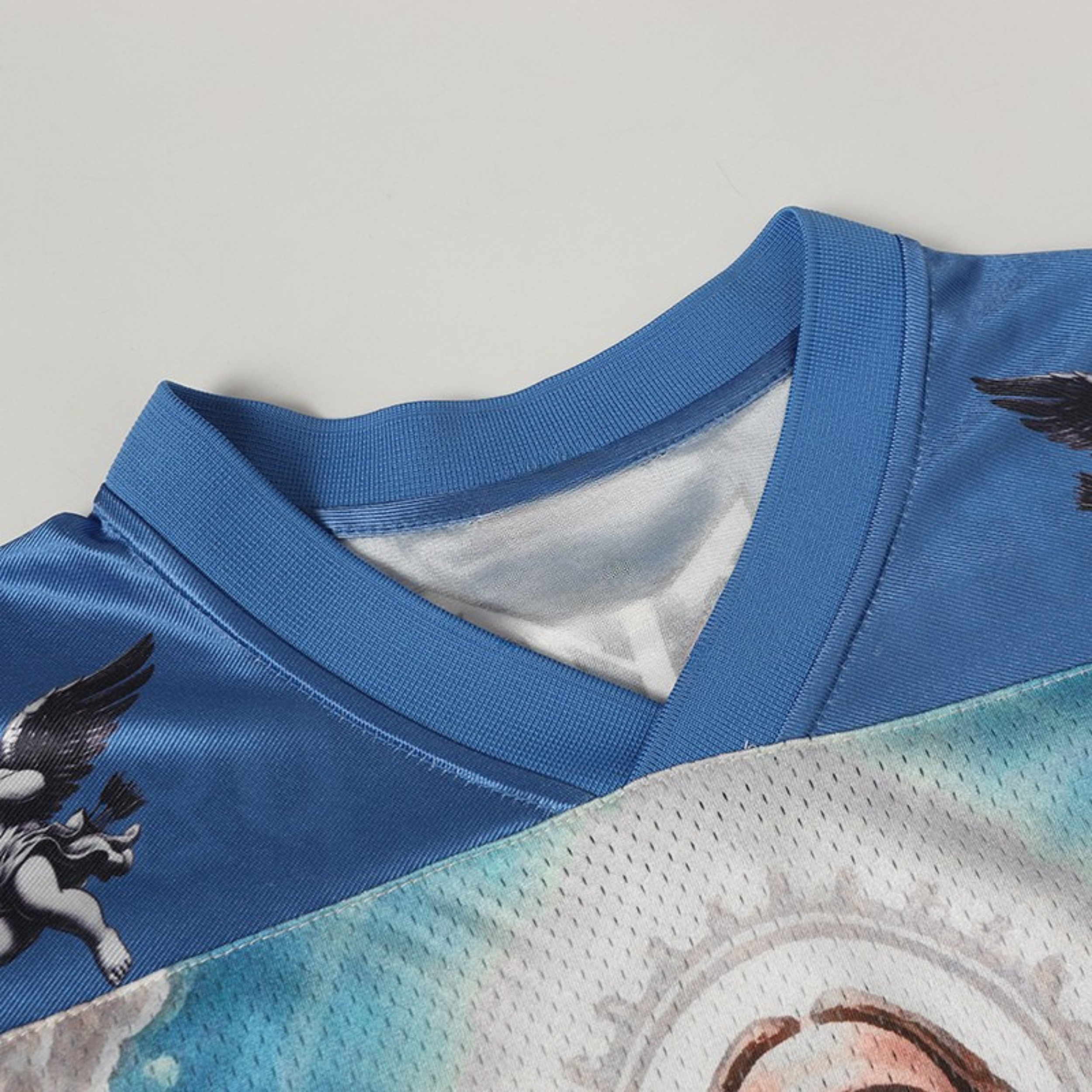Made Gpsr Sacred Art Jesus Football Jersey | Blue Graphic