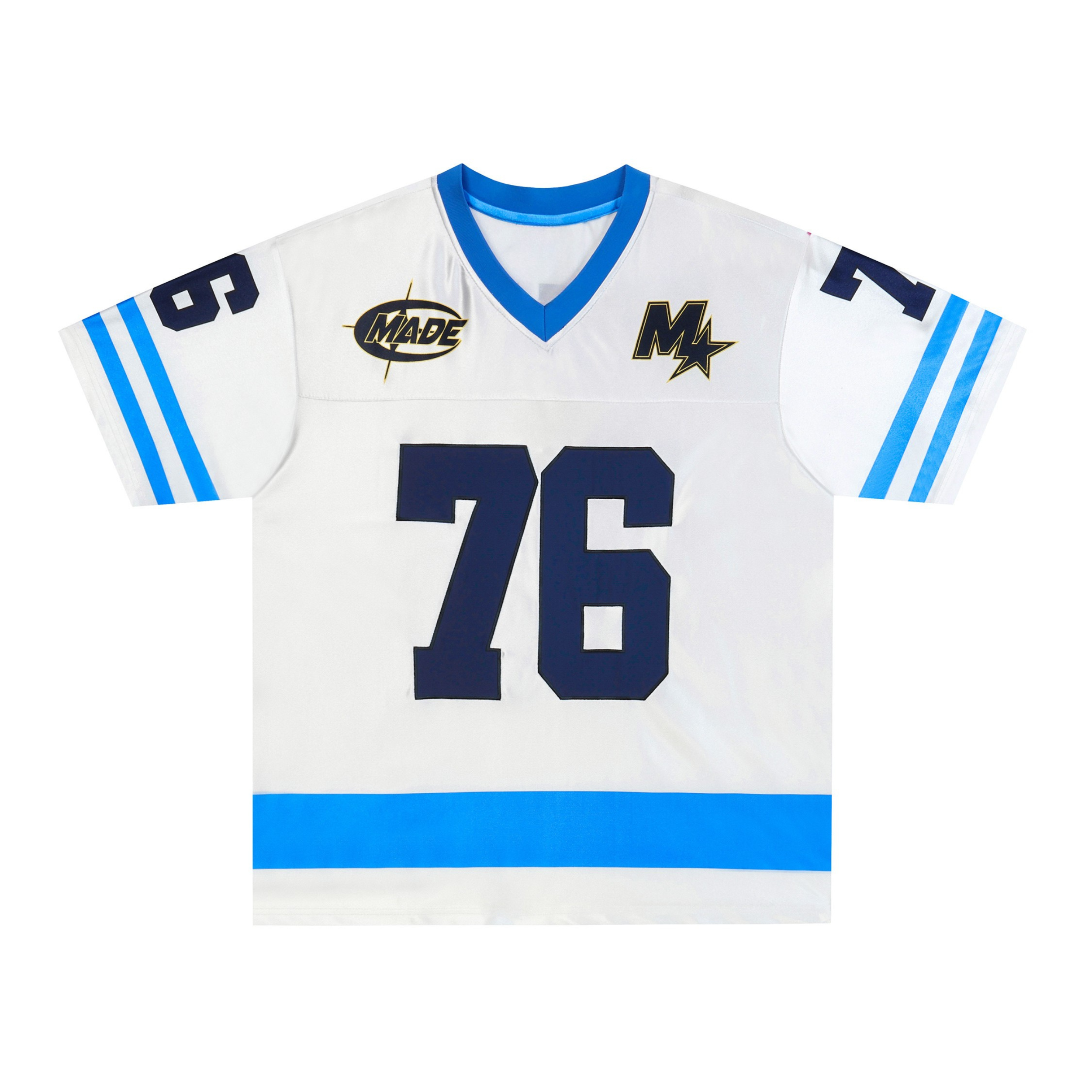 MADEGPSR #76 Blue-Stripe Oversized Football Jersey