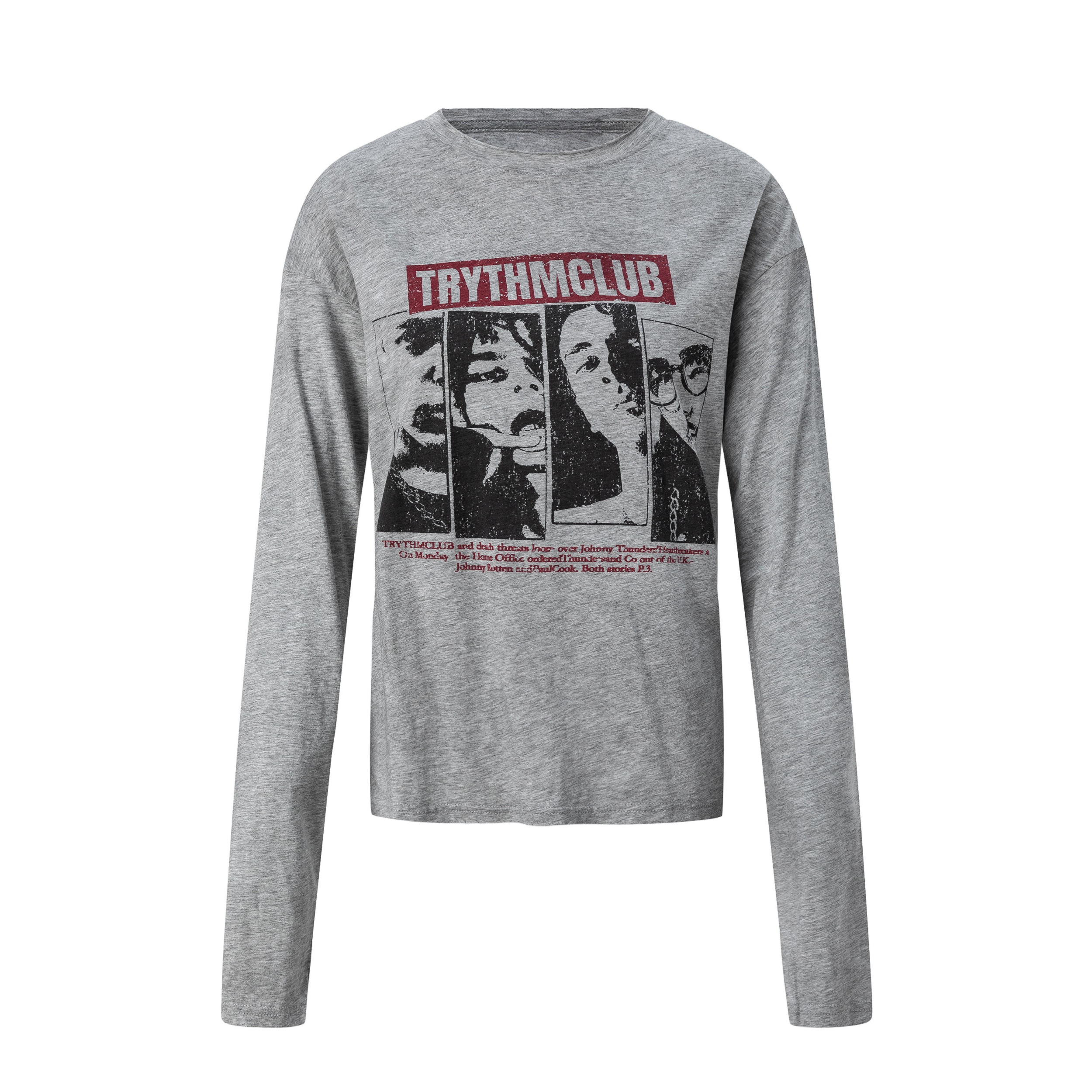 Dual-Graphic Punk Print Long Sleeve Tee | Streetwear