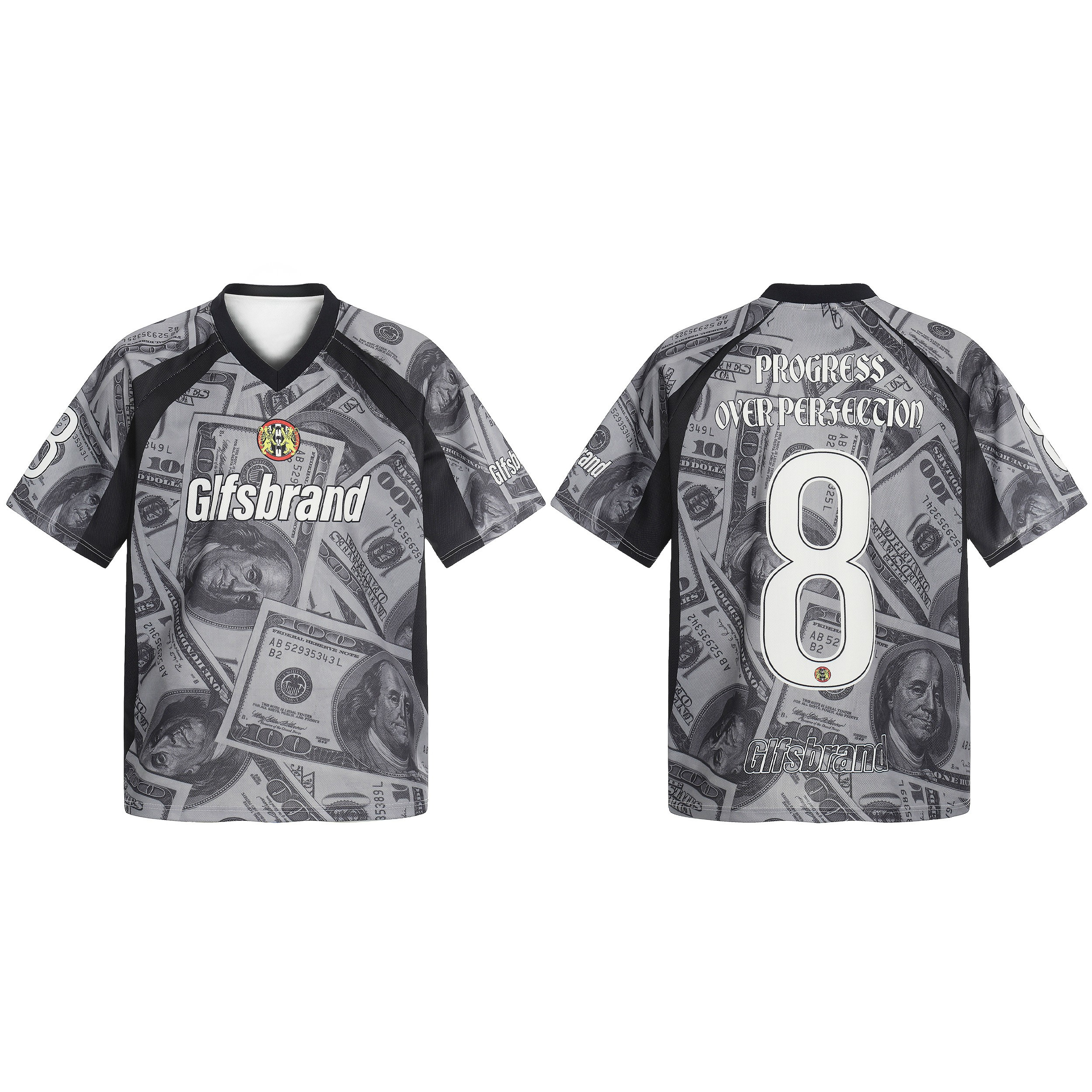 Dollar Bill Print Mesh Football Jersey | Streetwear
