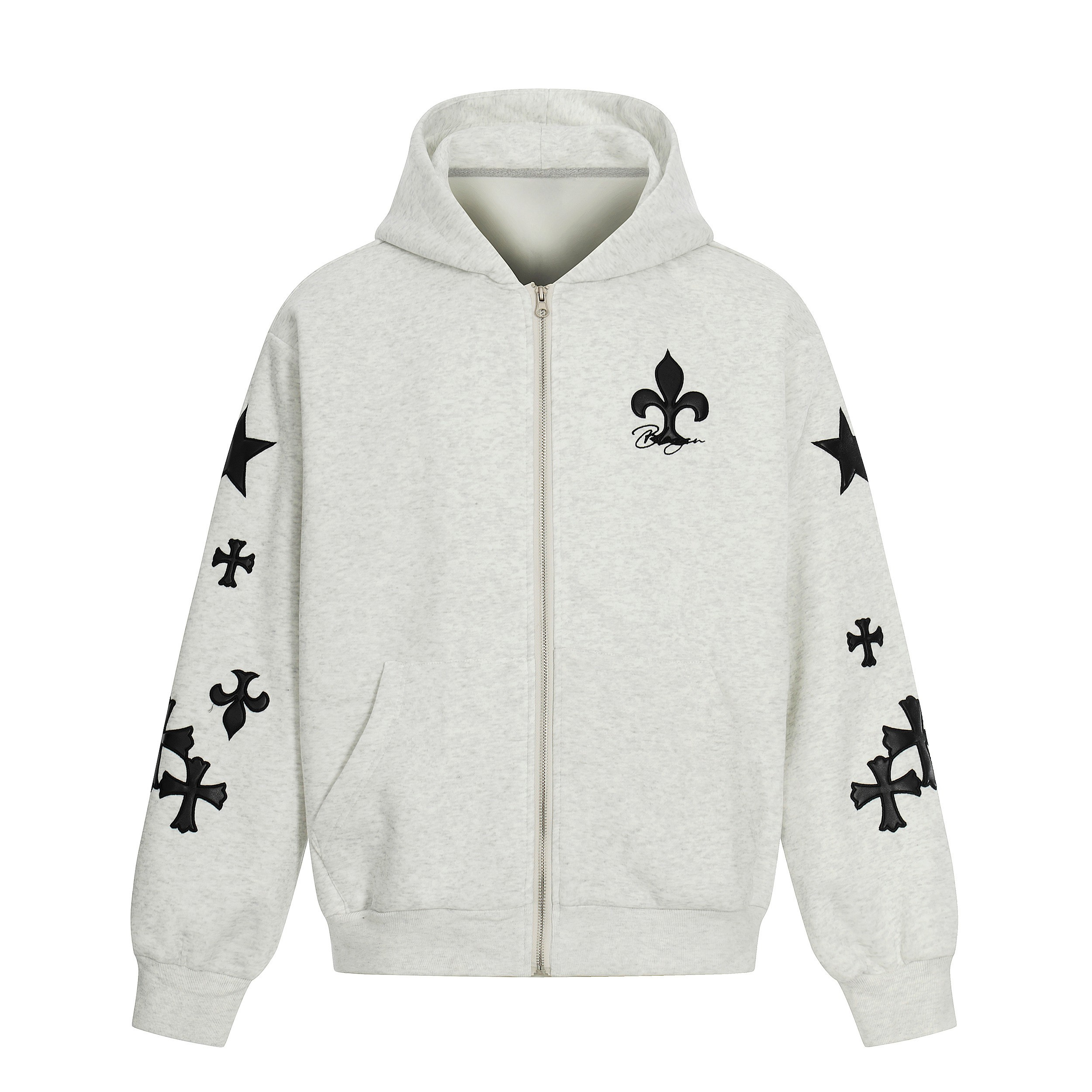 Cross Emblem Zip-Up Hoodie | Streetwear Graphic Hoodie