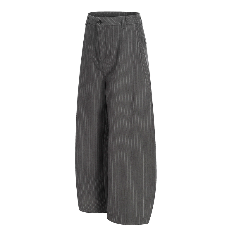 Omirad Pinstripe Wide-Leg Trousers | Grey Tailored Pants