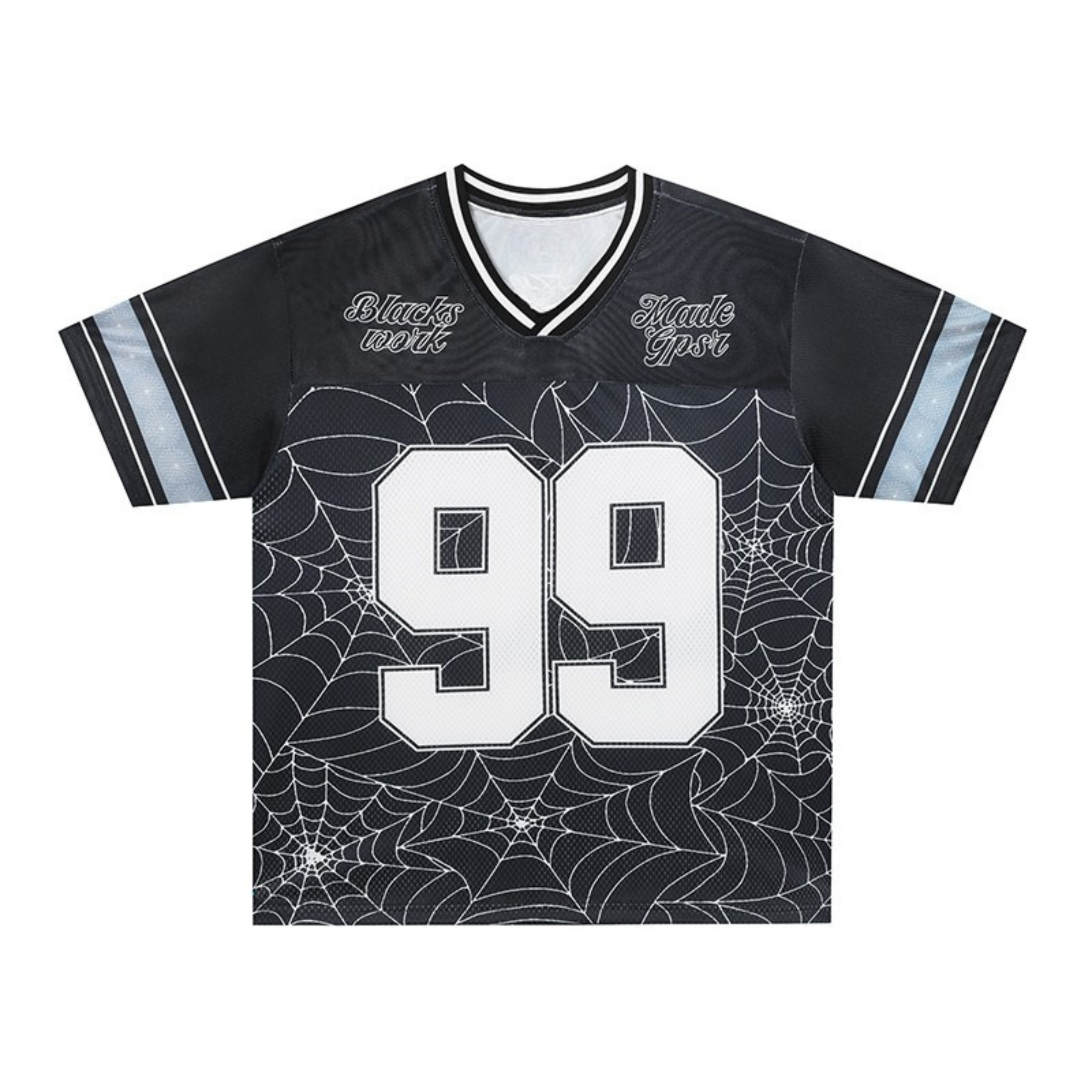 Spider Web #99 Football Jersey | Dark Streetwear Mesh Top