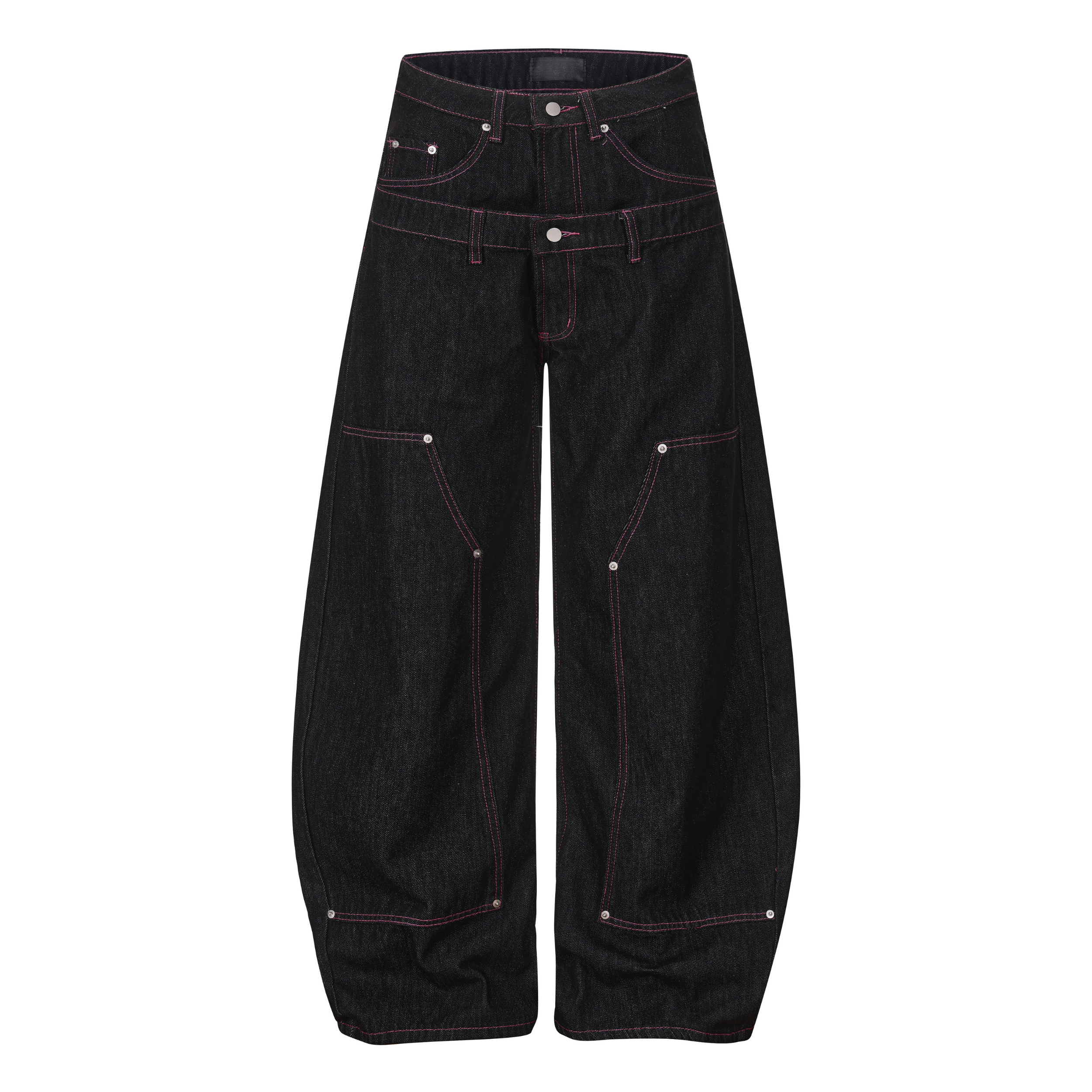 RHNDE Double Waist Star Embroidery Wide-Leg Denim Pants