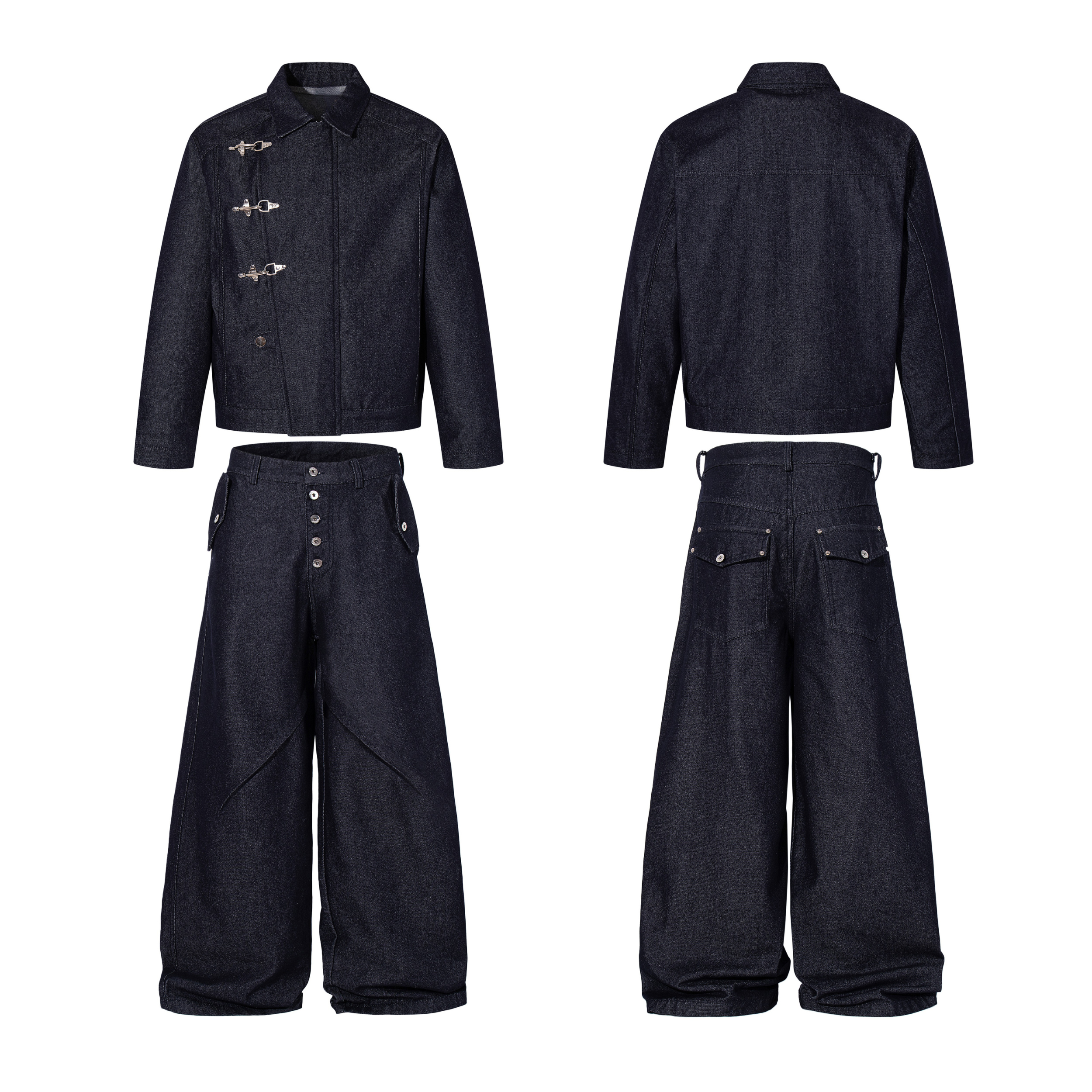 Omirad Panel Construction Wide Leg Denim Pants | SEAKOFF