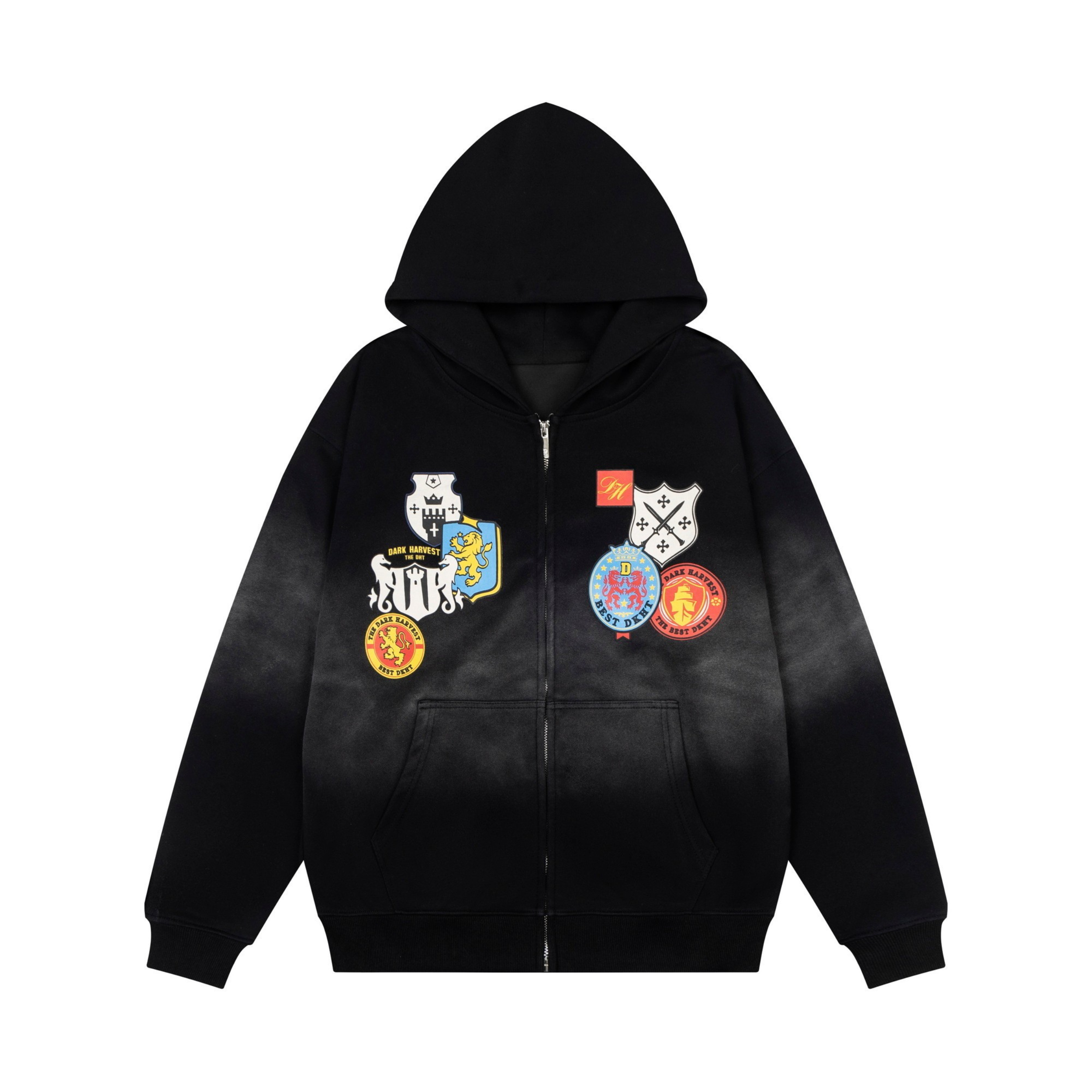 Crest Patch Zip-Up Hoodie | Vintage Collegiate Streetwear