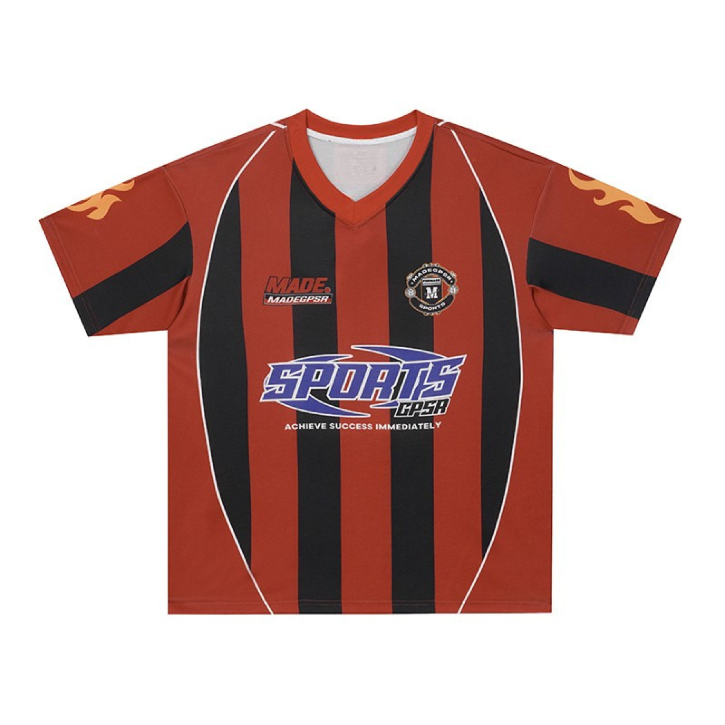 Flame Stripe Number Football Jersey | Street Athletic Fit