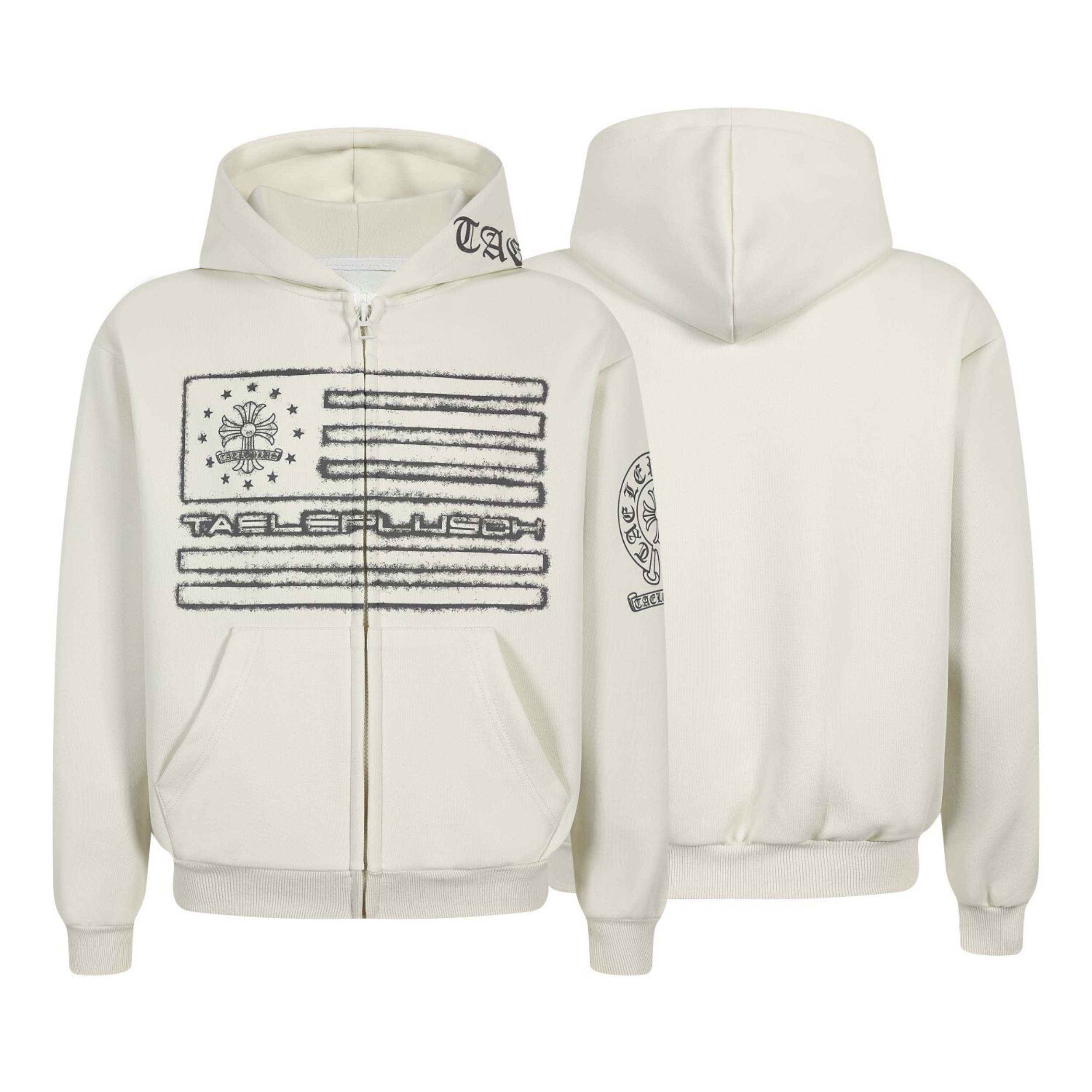 Distressed Flag Zip-Up Hoodie | Streetwear Graphic Fleece