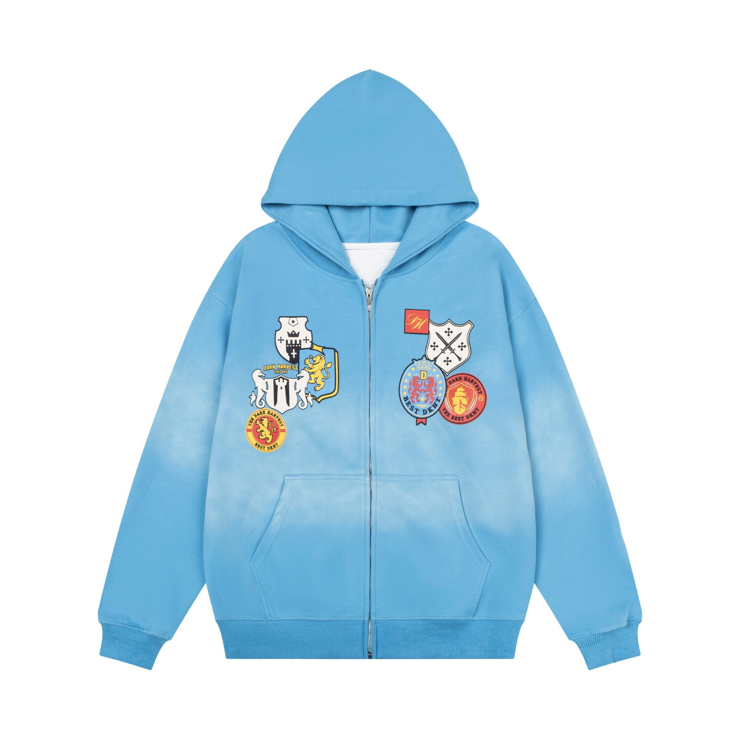Crest Patch Zip-Up Hoodie | Vintage Collegiate Streetwear