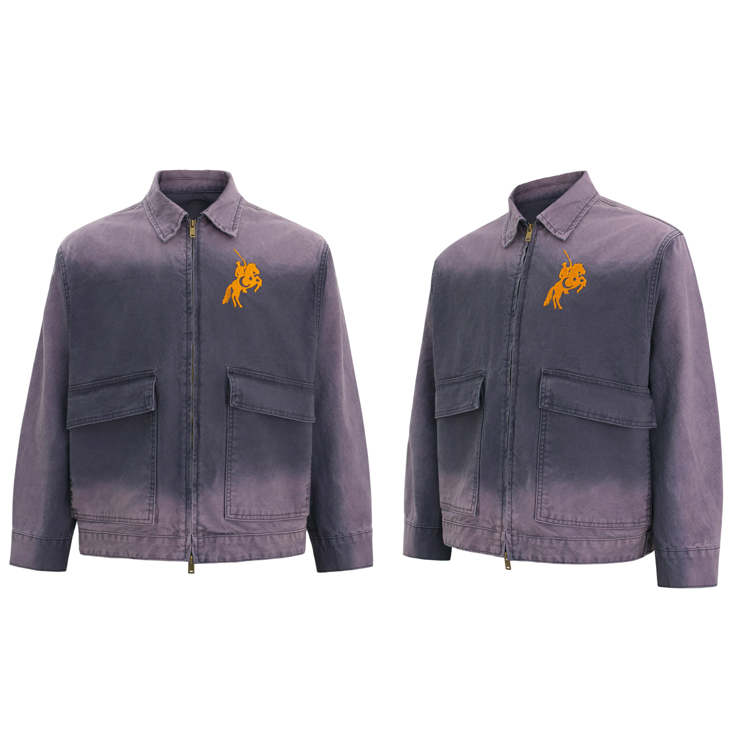 Omirad Vintage Washed Zip Jacket | Embroidered Workwear