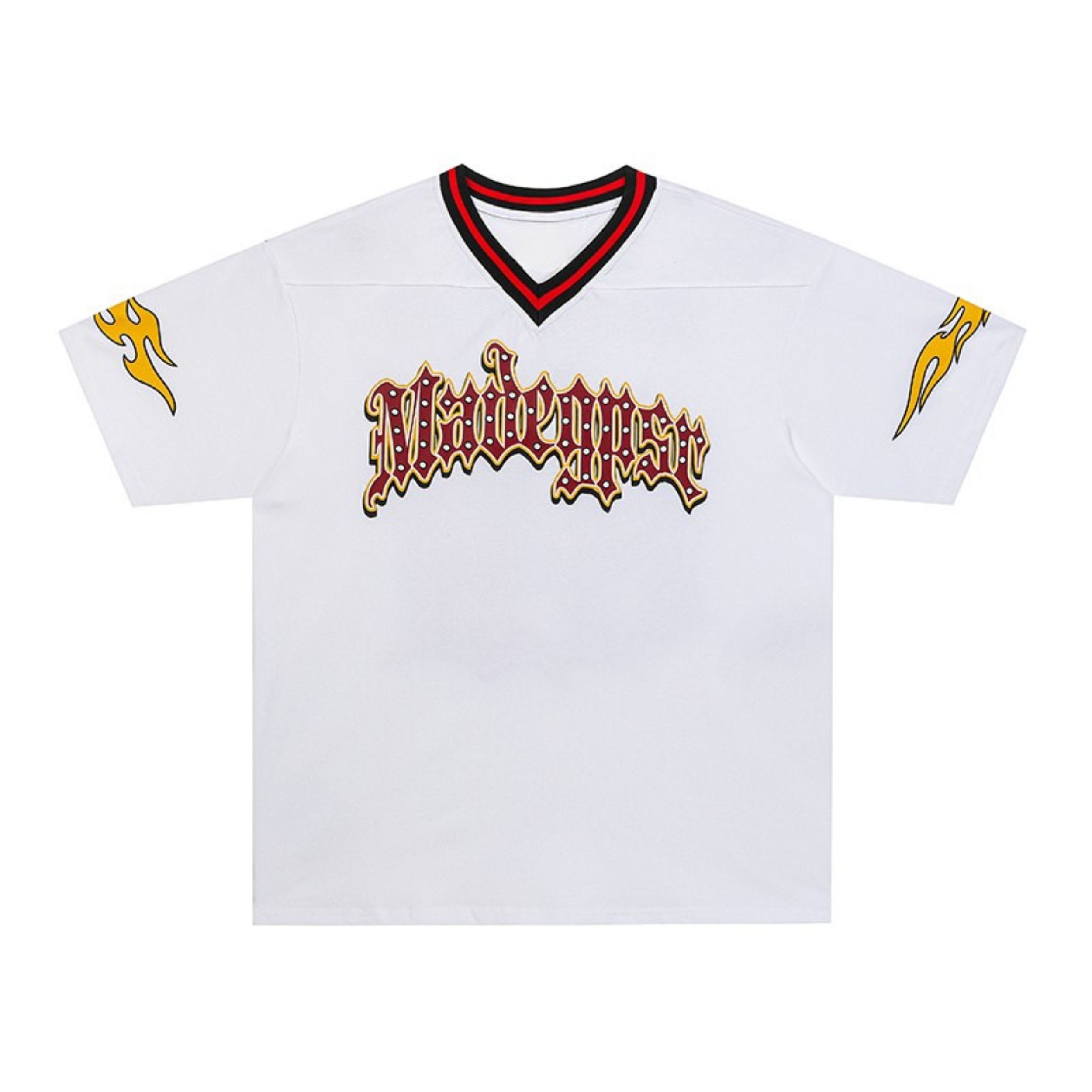MadeGypsr Gothic Flame Cotton Football Jersey | Streetwear