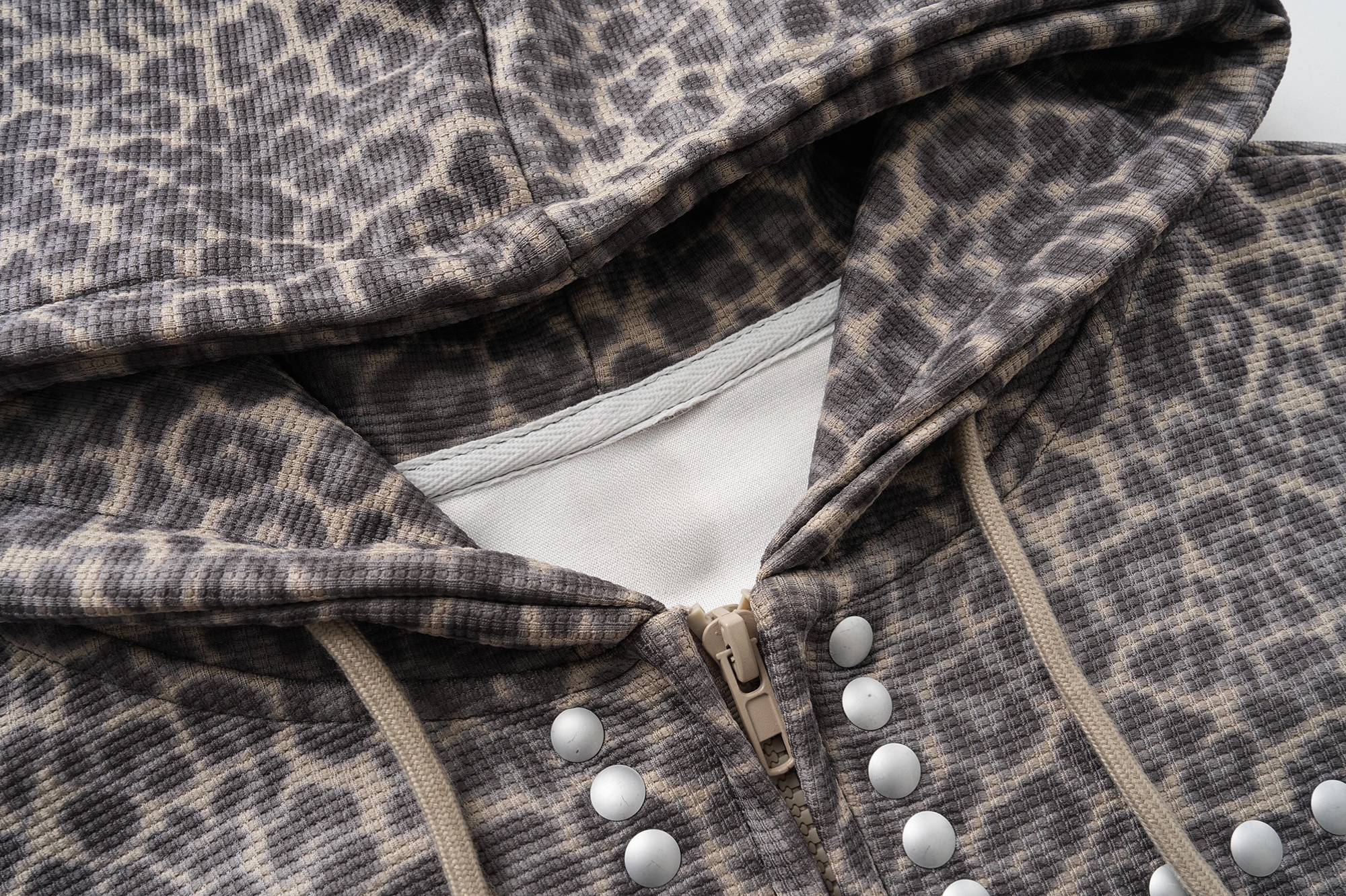 Studded Cross Cropped Zip Hoodie | Leopard & Heather