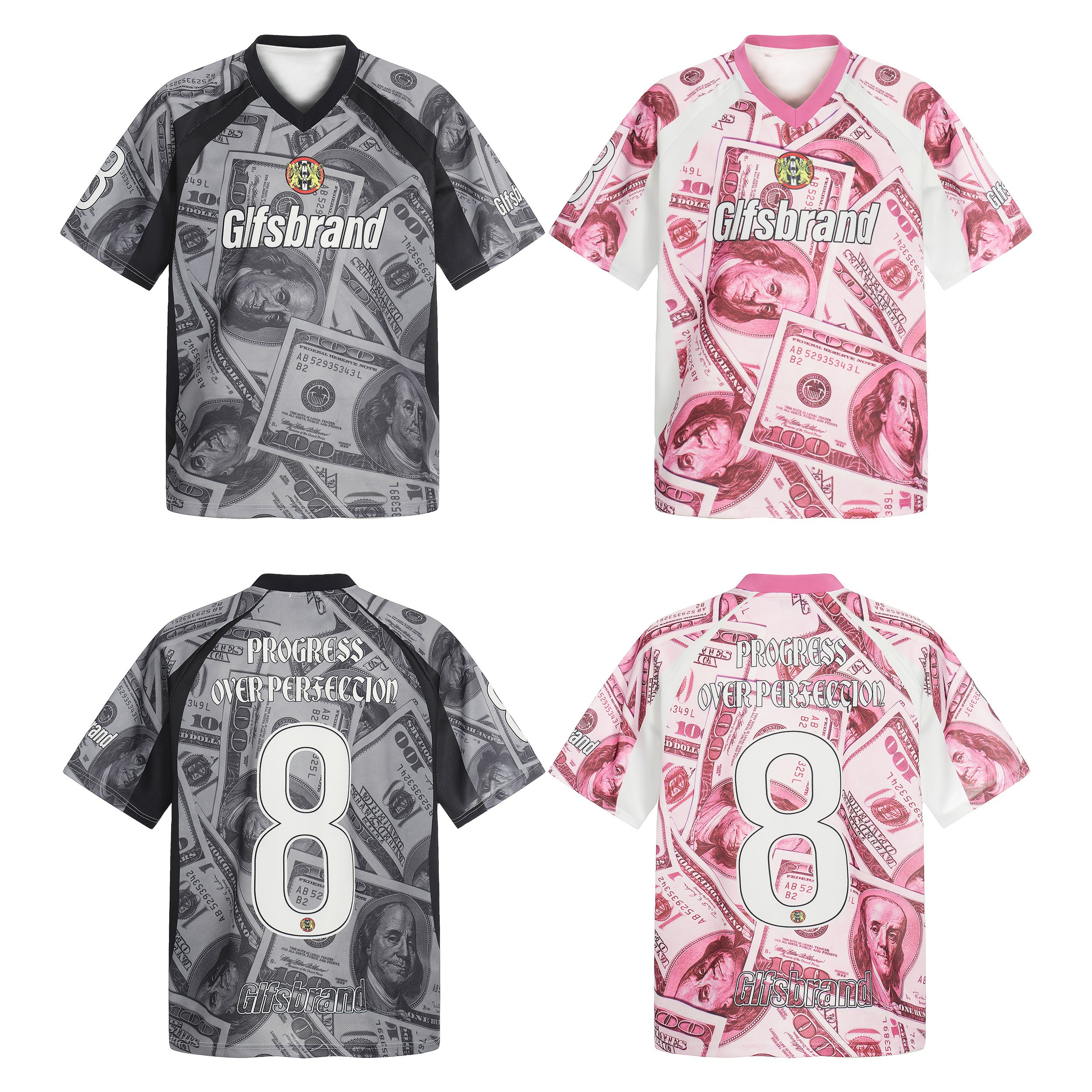 Dollar Bill Print Mesh Football Jersey | Streetwear