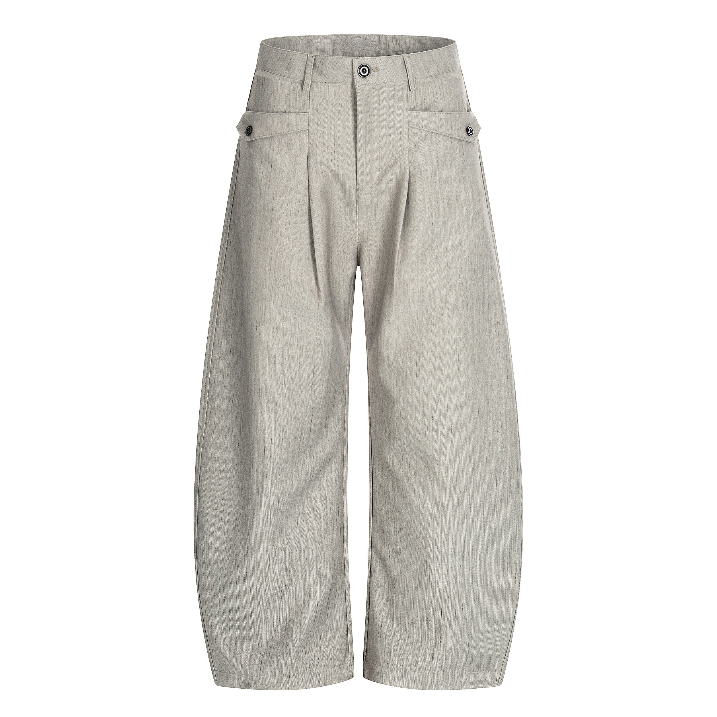 Omirad Wide-Leg Tailored Trousers | Light Grey Barrel Pants