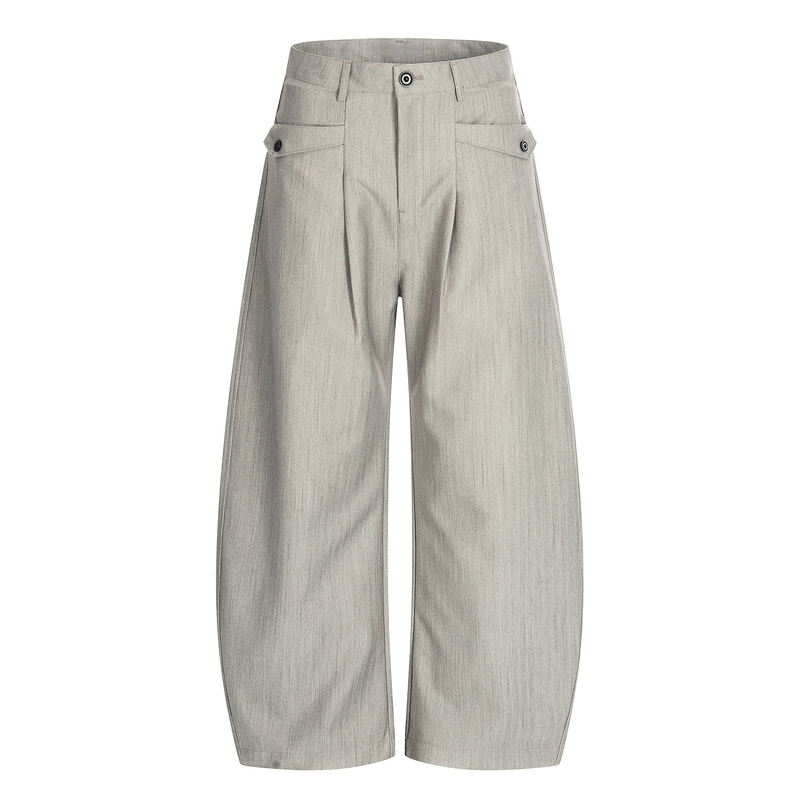 Omirad Wide-Leg Tailored Trousers | Light Grey Barrel Pants