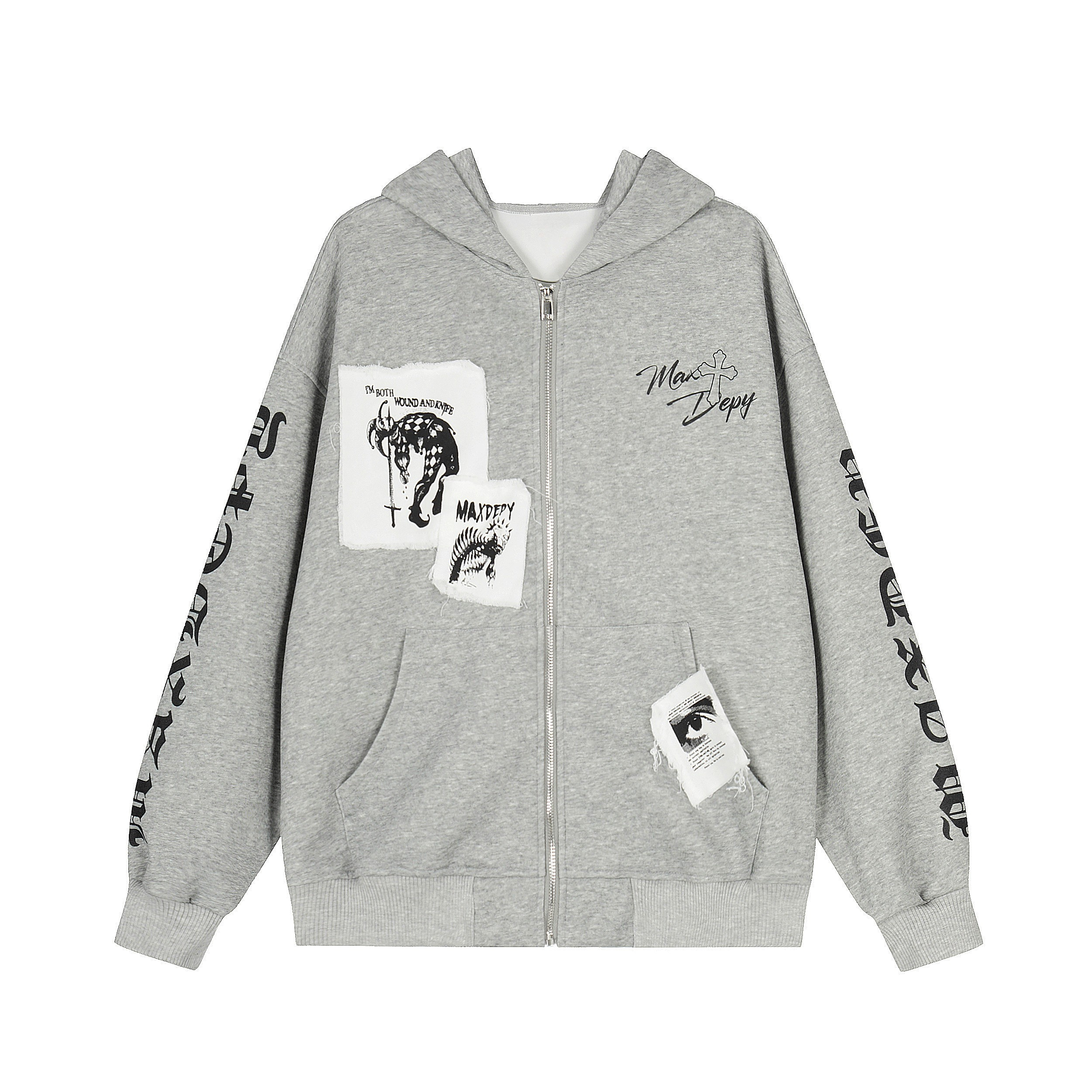 Distressed Graphic Zip Hoodie | Oversized Streetwear